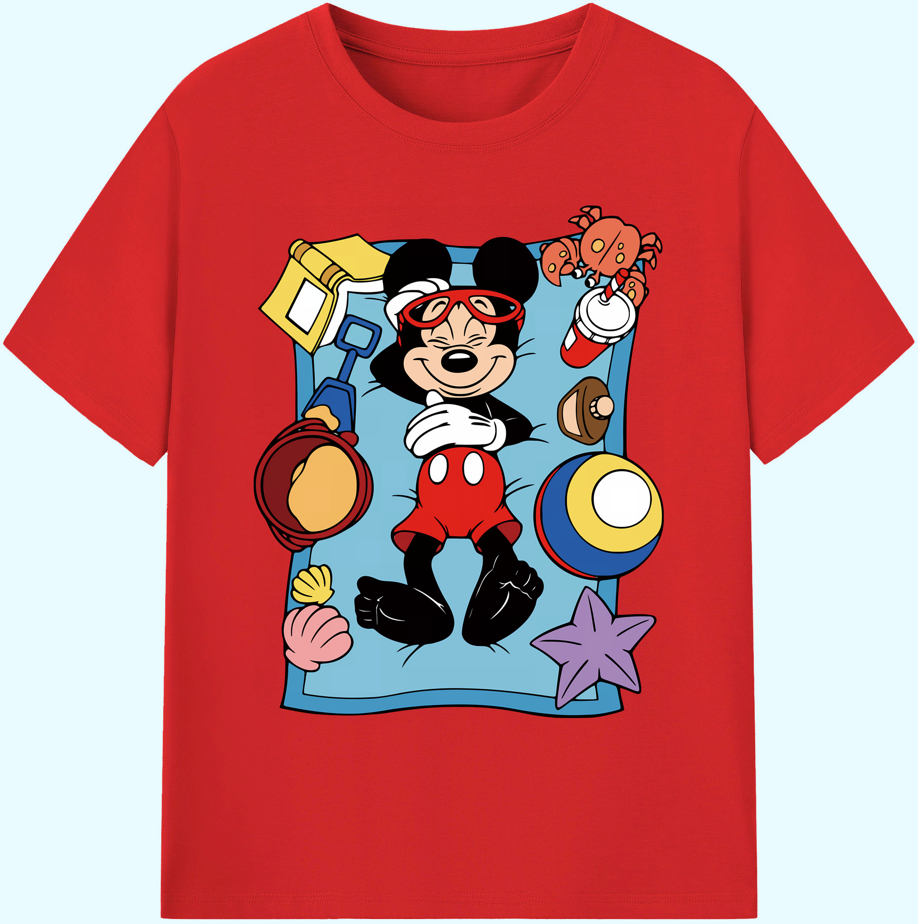 ミッキーマウス Mickey Mouse 綿100％ メンズ半袖Tシャツ｜肌触りやわらか＆通気性