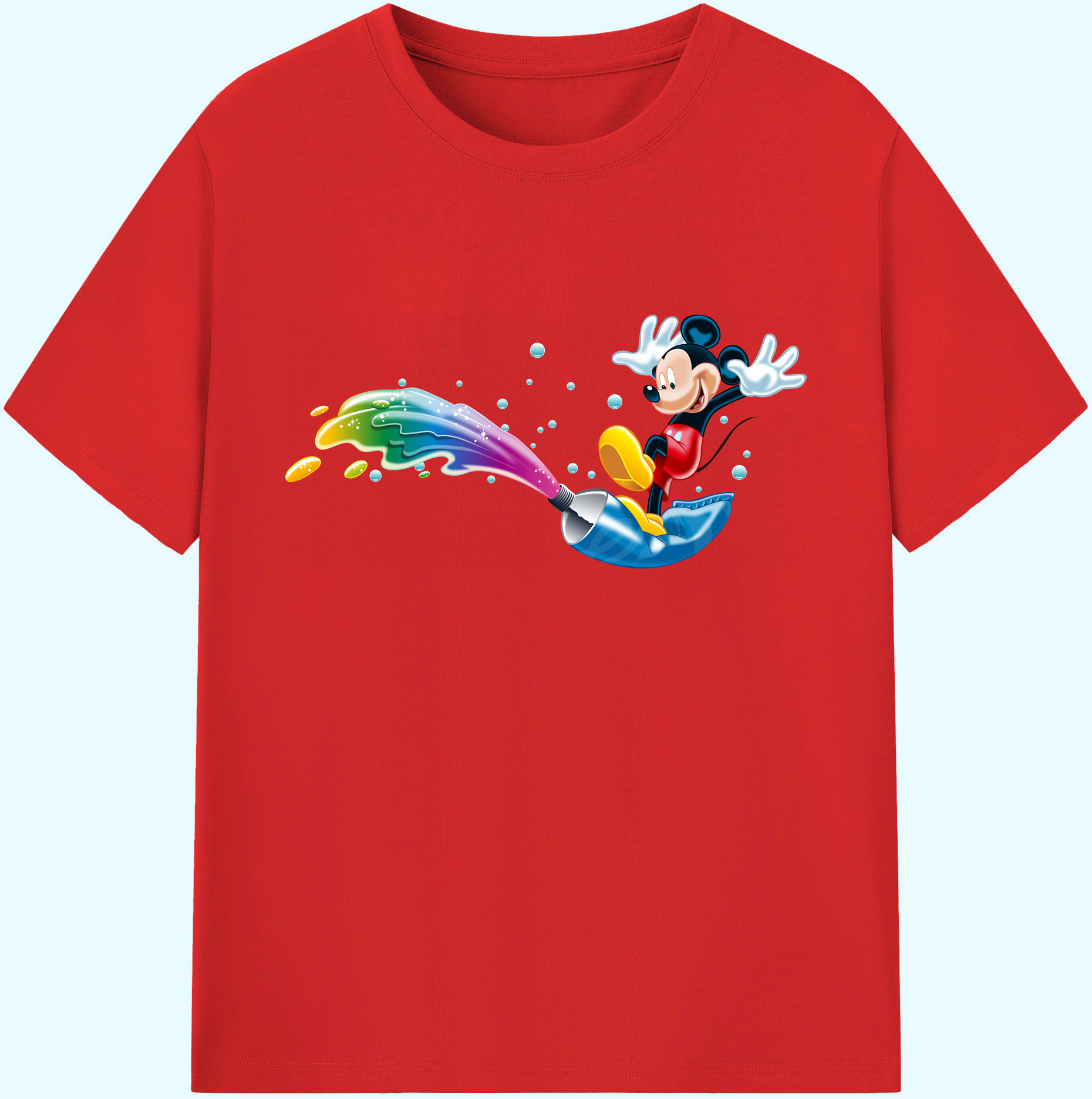 ミッキーマウス Mickey Mouse 綿100％ メンズ半袖Tシャツ｜肌触りやわらか＆通気性