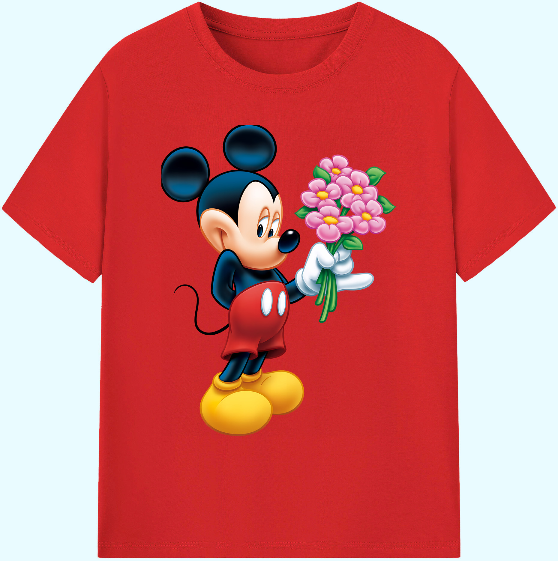 ミッキーマウス Mickey Mouse 綿100％ メンズ半袖Tシャツ｜肌触りやわらか＆通気性