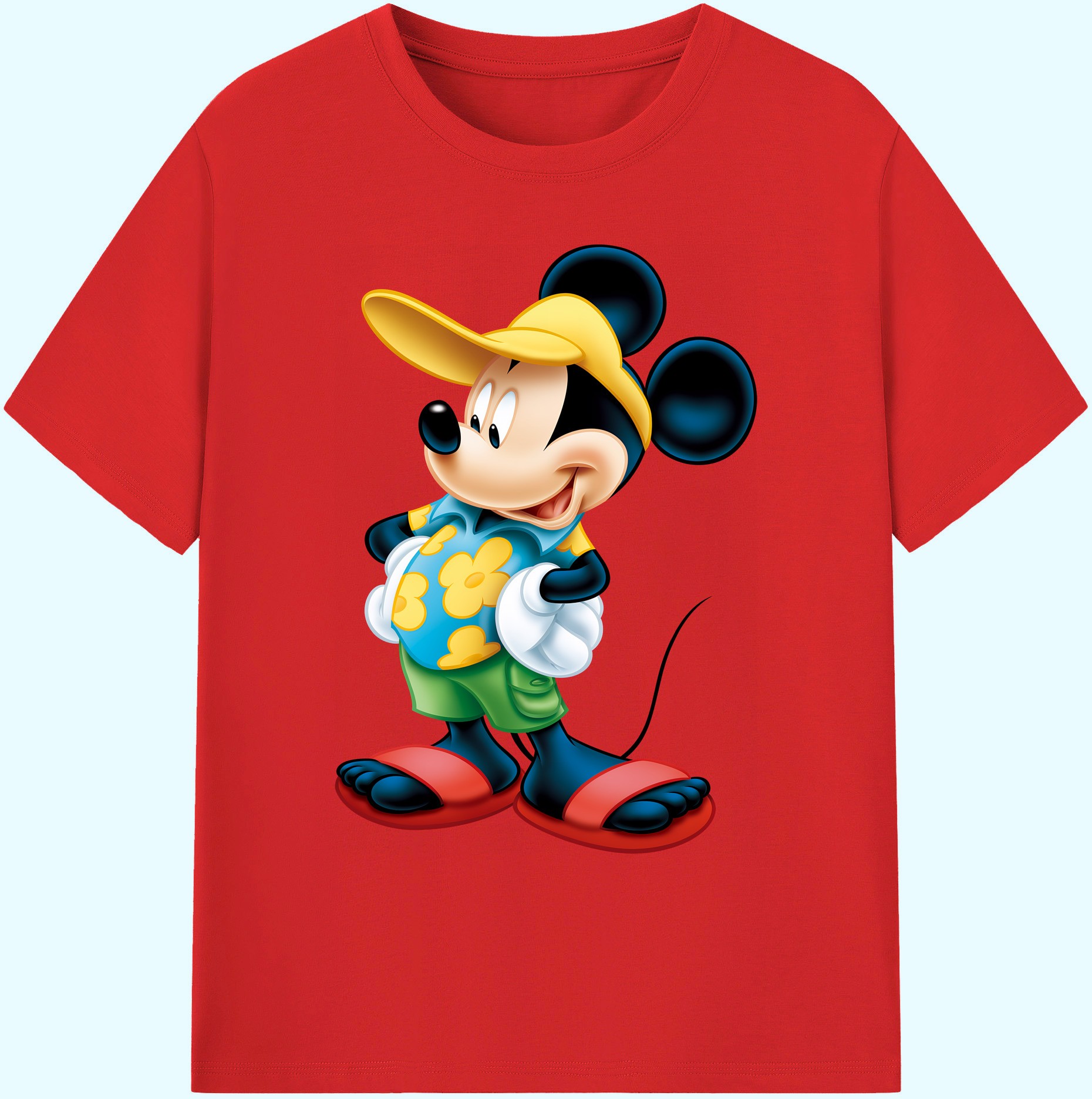 ミッキーマウス Mickey Mouse 綿100％ メンズ半袖Tシャツ｜肌触りやわらか＆通気性