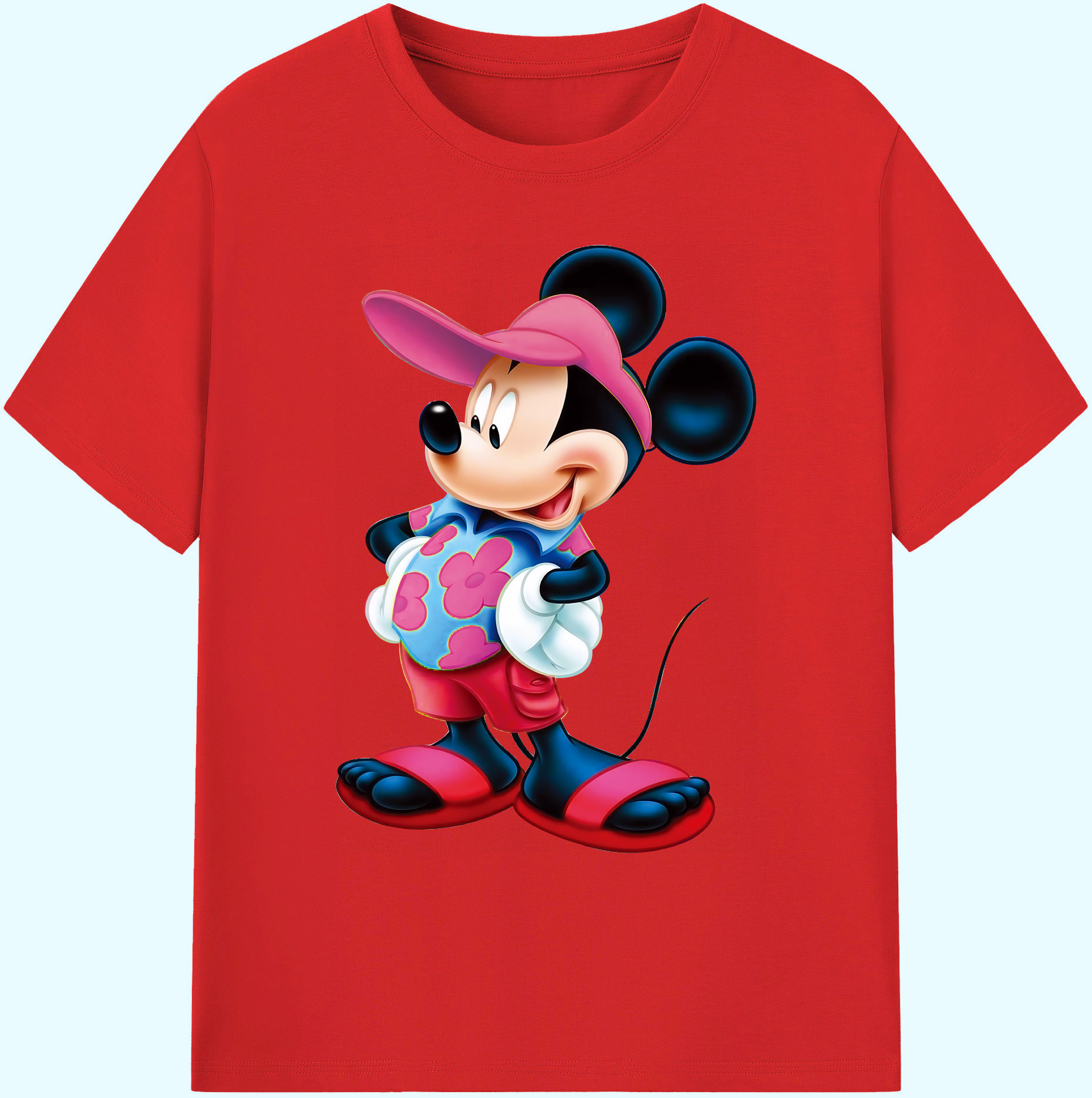 ミッキーマウス Mickey Mouse 綿100％ メンズ半袖Tシャツ｜肌触りやわらか＆通気性