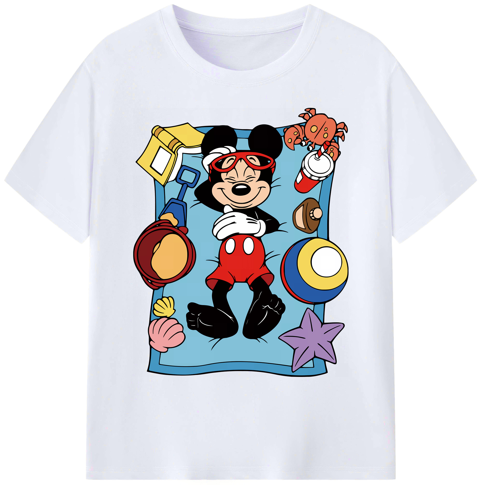 ミッキーマウス Mickey Mouse 綿100％ メンズ半袖Tシャツ｜肌触りやわらか＆通気性