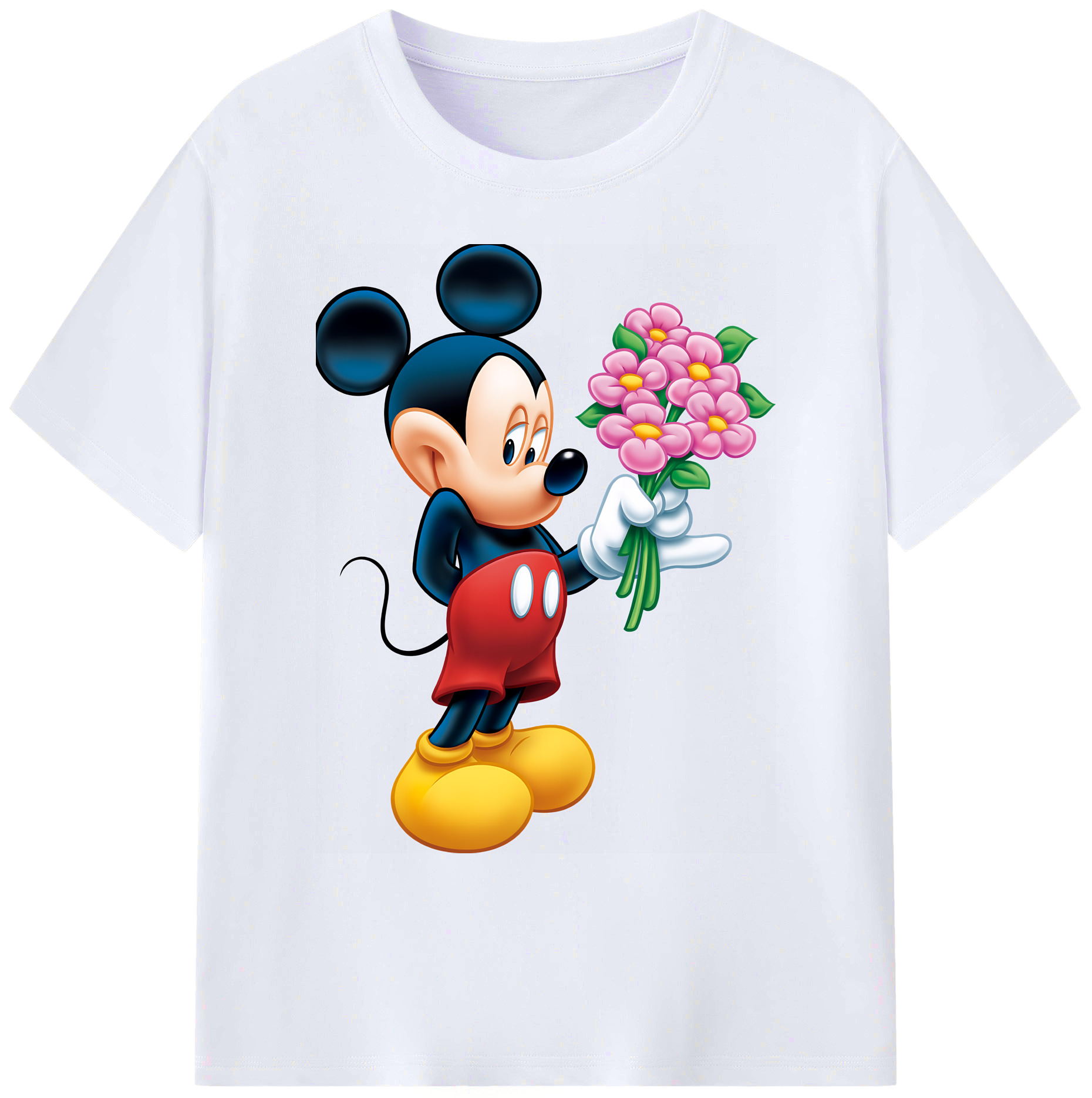 ミッキーマウス Mickey Mouse 綿100％ メンズ半袖Tシャツ｜肌触りやわらか＆通気性