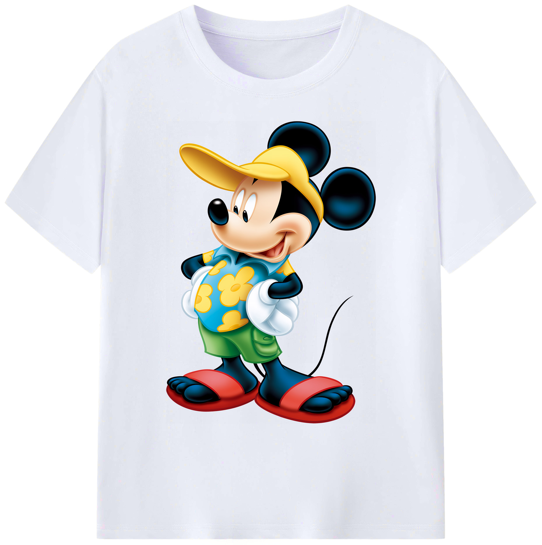 ミッキーマウス Mickey Mouse 綿100％ メンズ半袖Tシャツ｜肌触りやわらか＆通気性