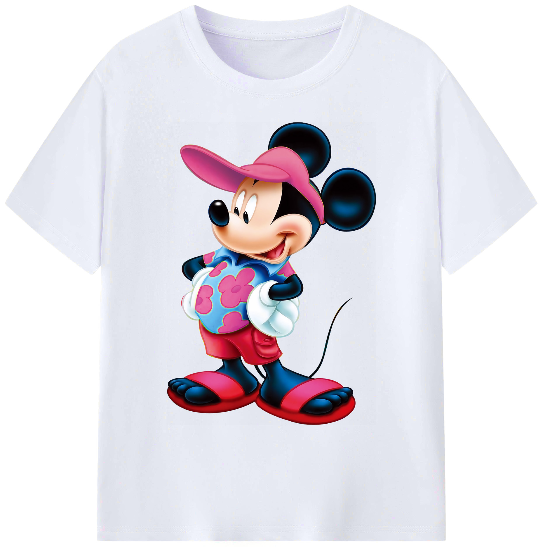 ミッキーマウス Mickey Mouse 綿100％ メンズ半袖Tシャツ｜肌触りやわらか＆通気性
