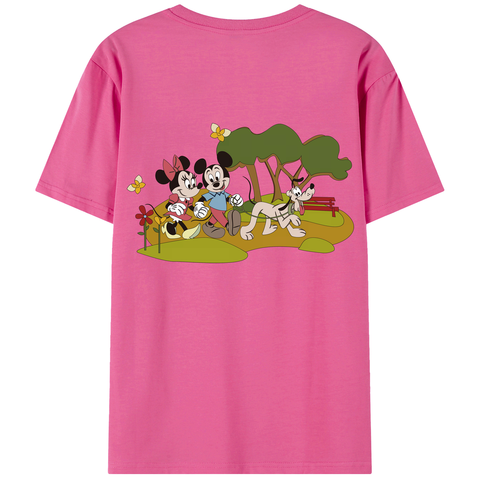 （画像用） ミッキーマウス Mickey Mouse レディース半袖Tシャツ(バックプリント)