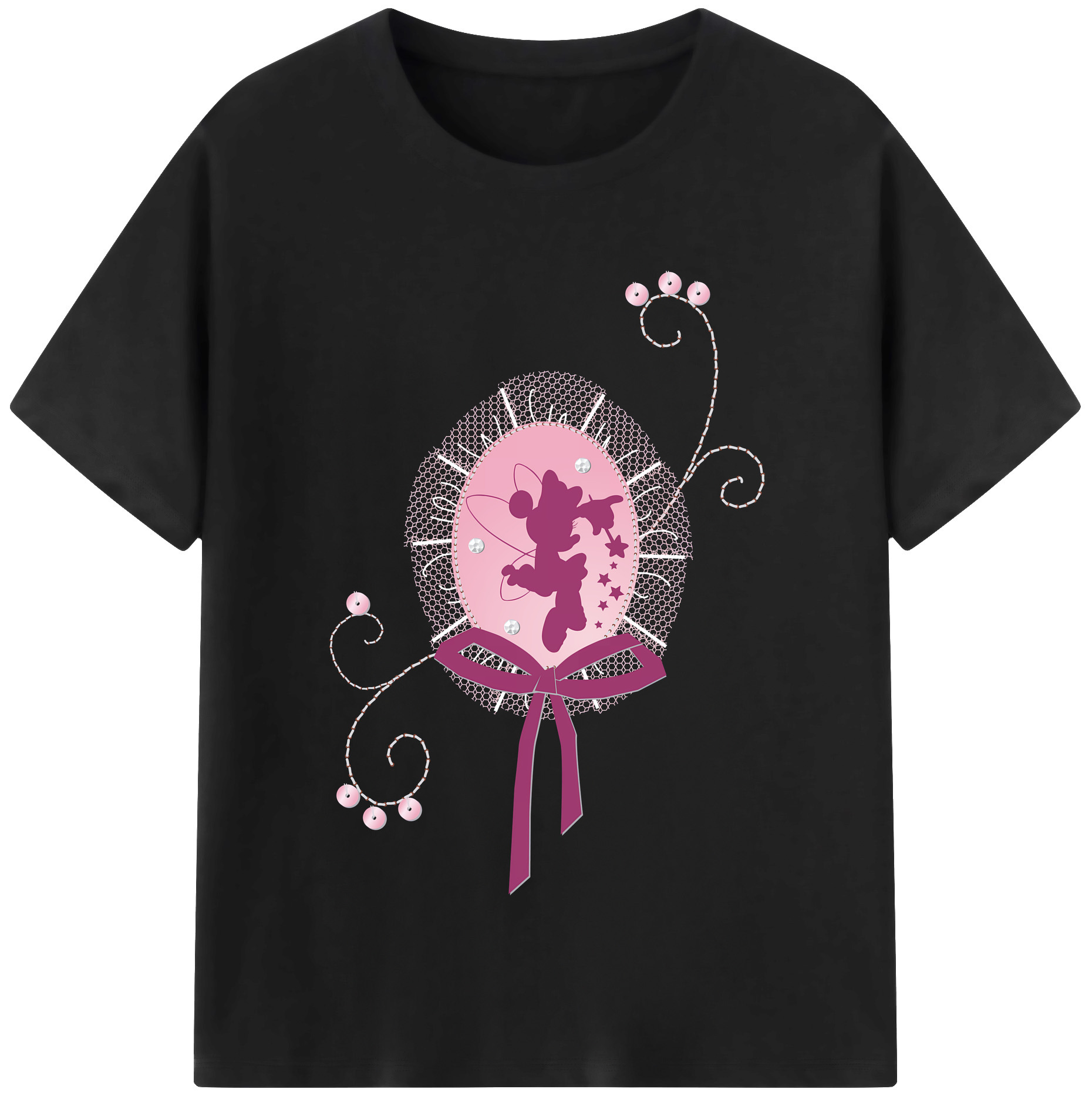 （画像用） ミッキーマウス Mickey Mouse レディースカジュアルプリントTシャツ（綿100％）
