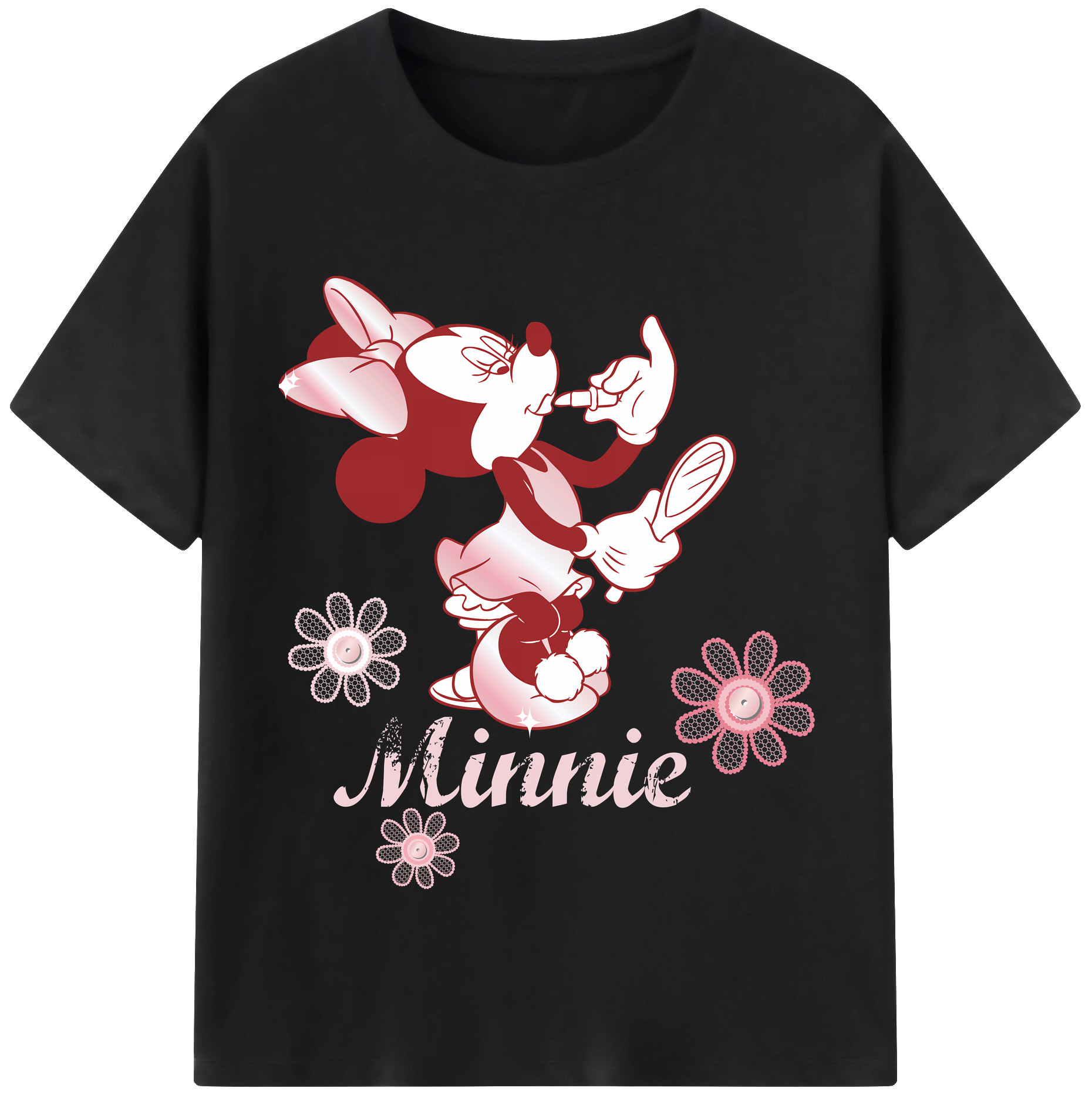 （画像用） ミッキーマウス Mickey Mouse レディースカジュアルプリントTシャツ（綿100％）