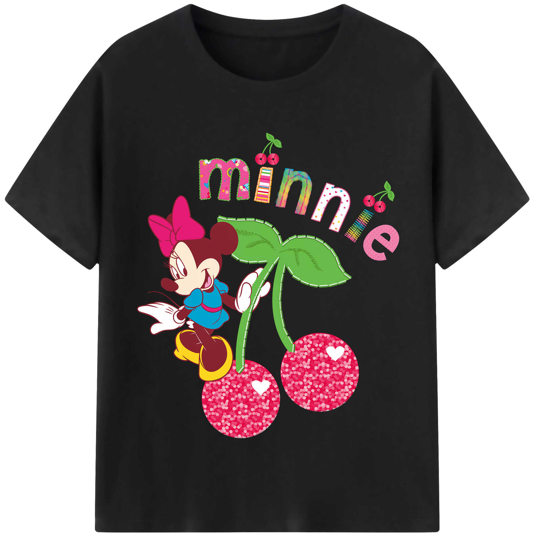 （画像用） ミッキーマウス Mickey Mouse レディースカジュアルプリントTシャツ（綿100％）