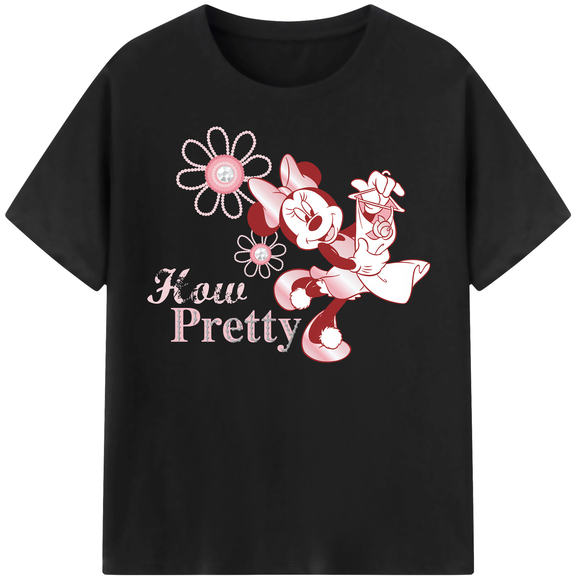 （画像用） ミッキーマウス Mickey Mouse レディースカジュアルプリントTシャツ（綿100％）