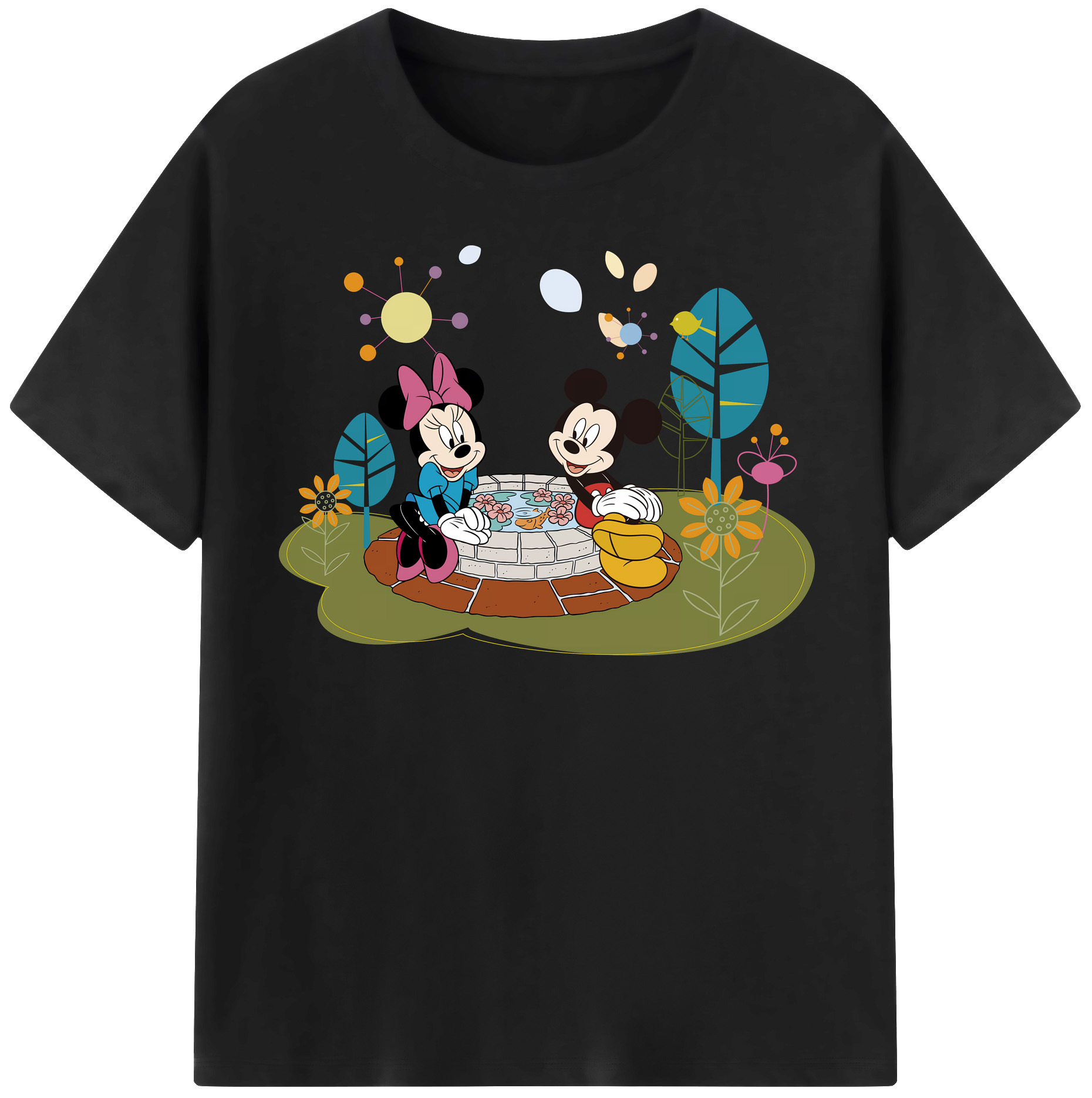 （画像用） ミッキーマウス Mickey Mouse レディースカジュアルプリントTシャツ（綿100％）
