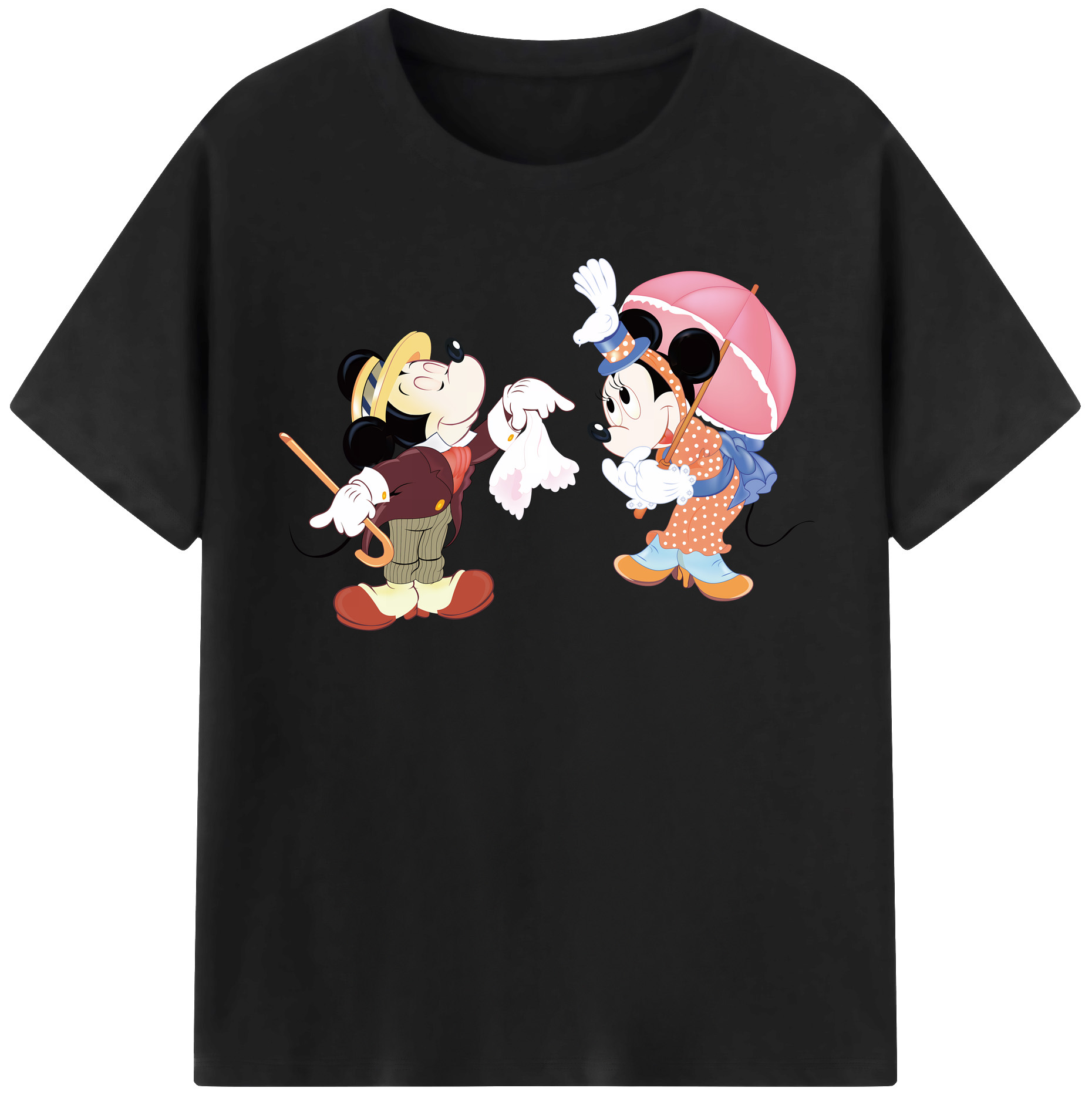 （画像用） ミッキーマウス Mickey Mouse レディースカジュアルプリントTシャツ（綿100％）