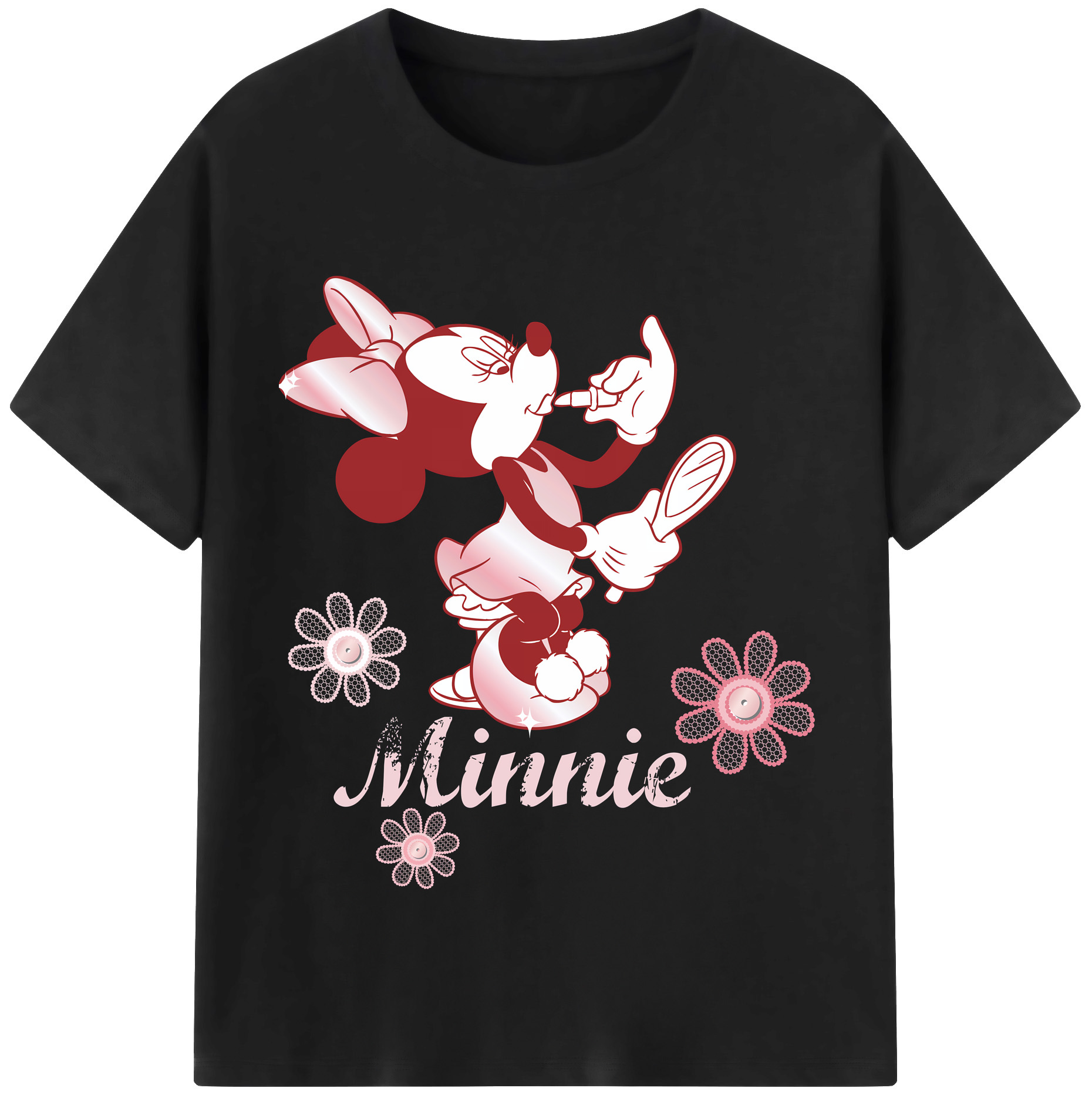 （画像用） ミッキーマウス Mickey Mouse レディースカジュアルプリントTシャツ（綿100％）