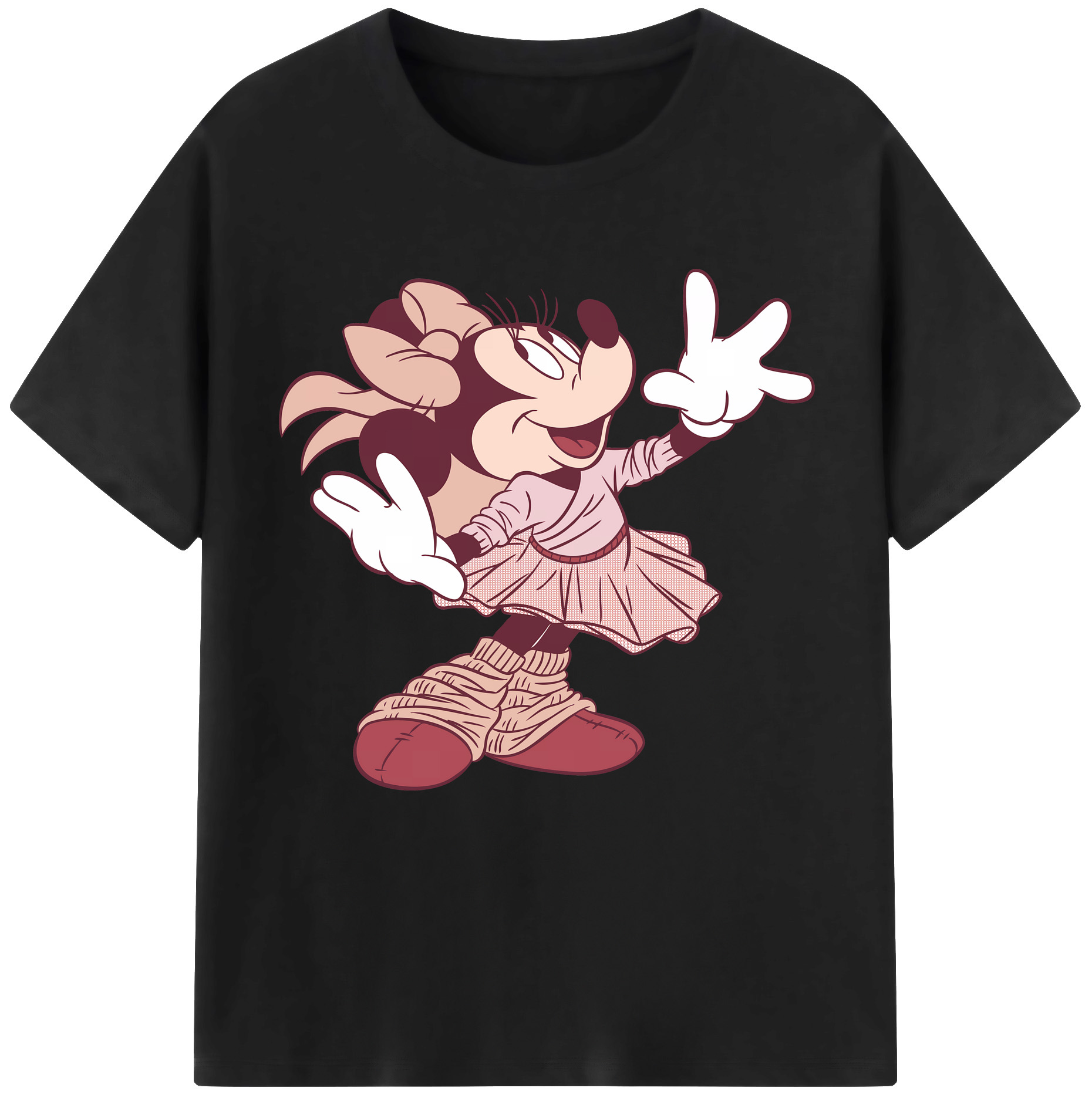 （画像用） ミッキーマウス Mickey Mouse レディースカジュアルプリントTシャツ（綿100％）