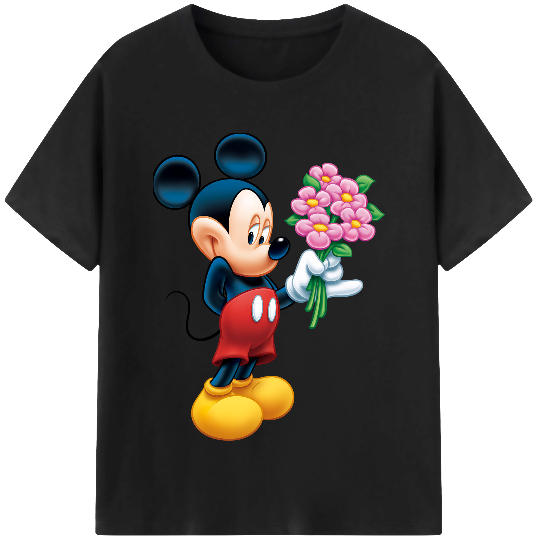 （画像用） ミッキーマウス Mickey Mouse レディースカジュアルプリントTシャツ（綿100％）