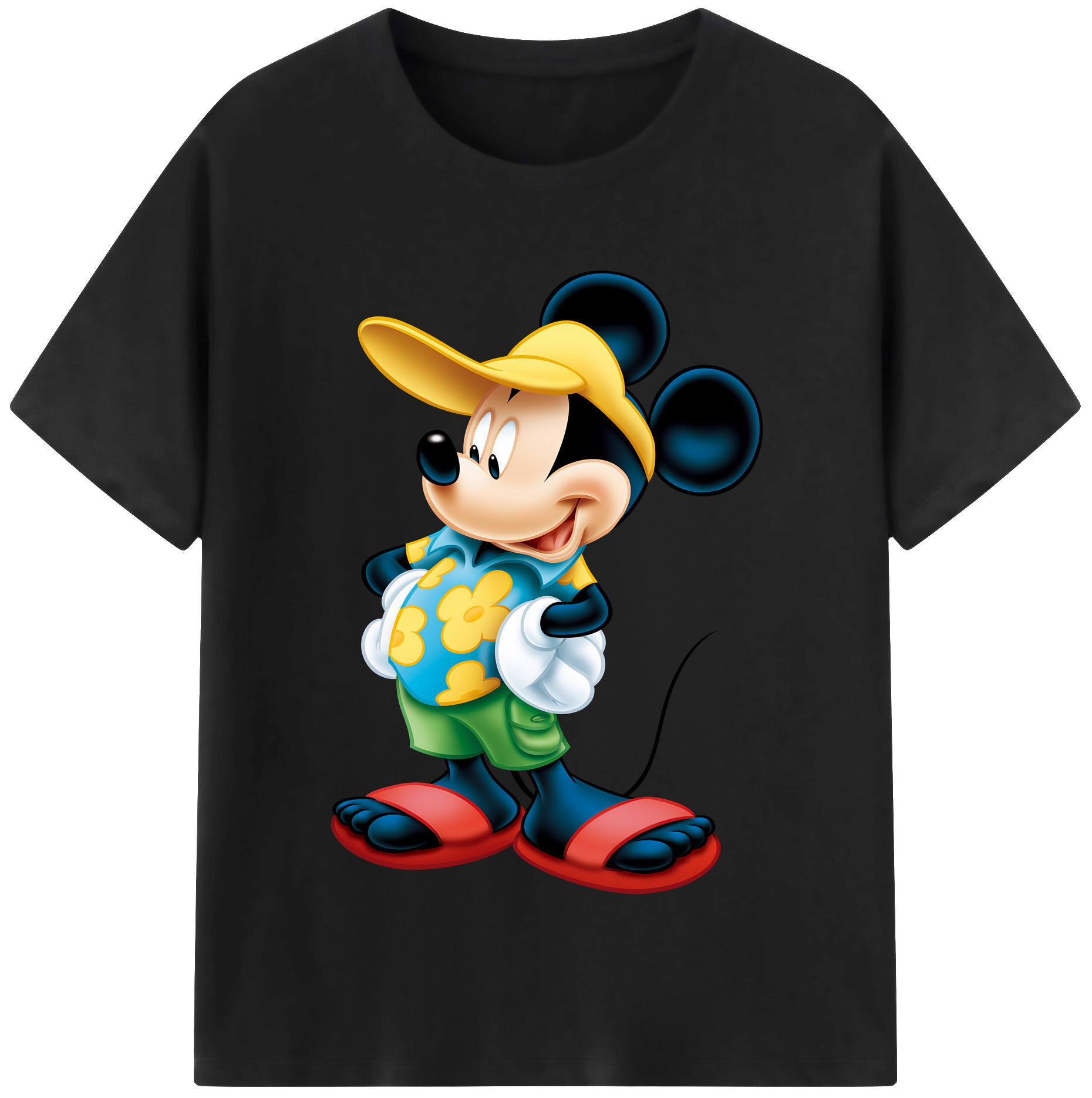 （画像用） ミッキーマウス Mickey Mouse レディースカジュアルプリントTシャツ（綿100％）
