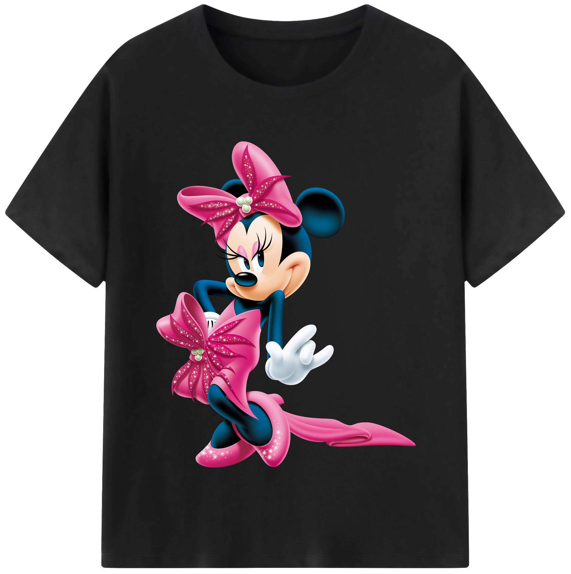 （画像用） ミッキーマウス Mickey Mouse レディースカジュアルプリントTシャツ（綿100％）