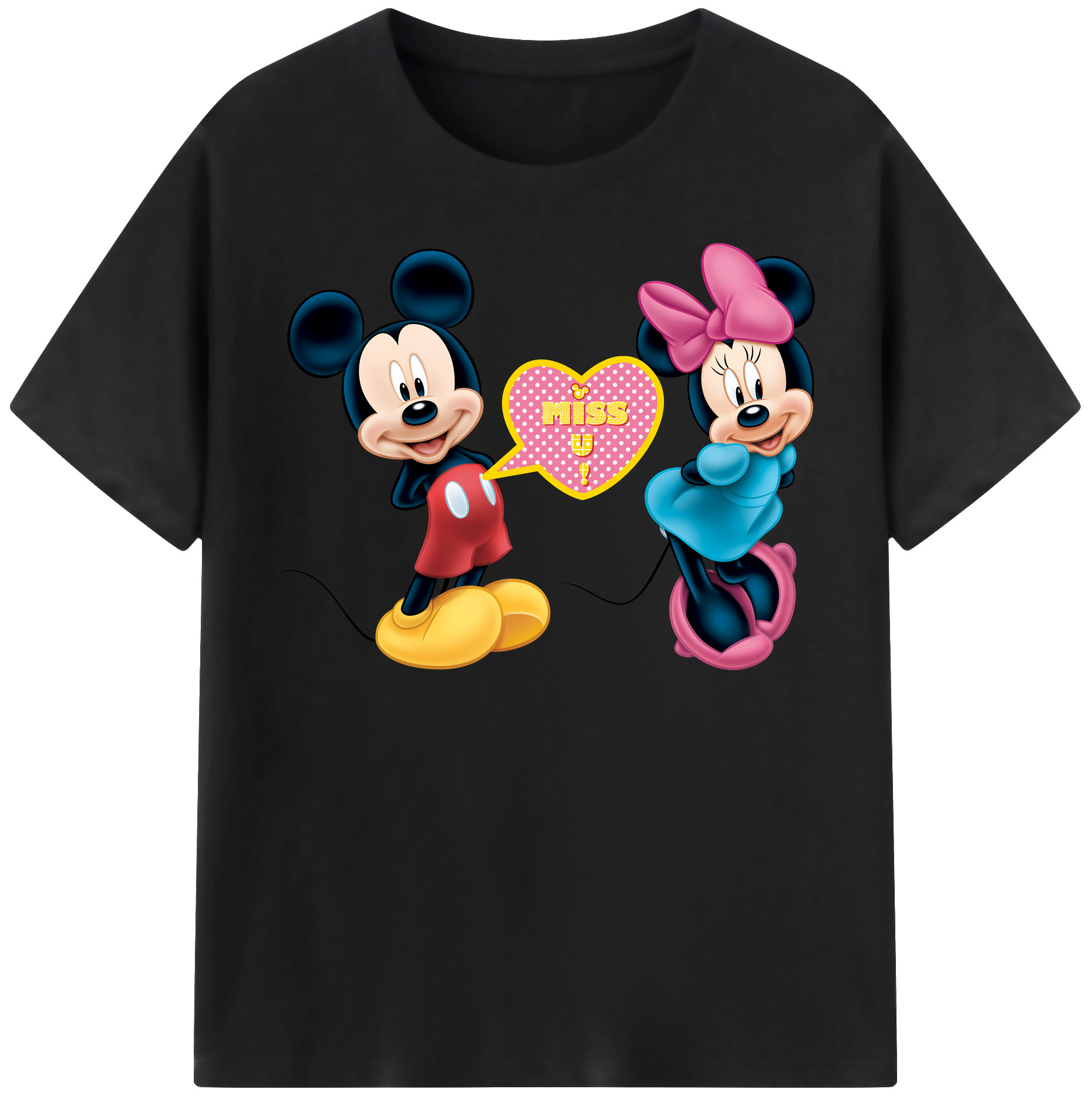 （画像用） ミッキーマウス Mickey Mouse レディースカジュアルプリントTシャツ（綿100％）