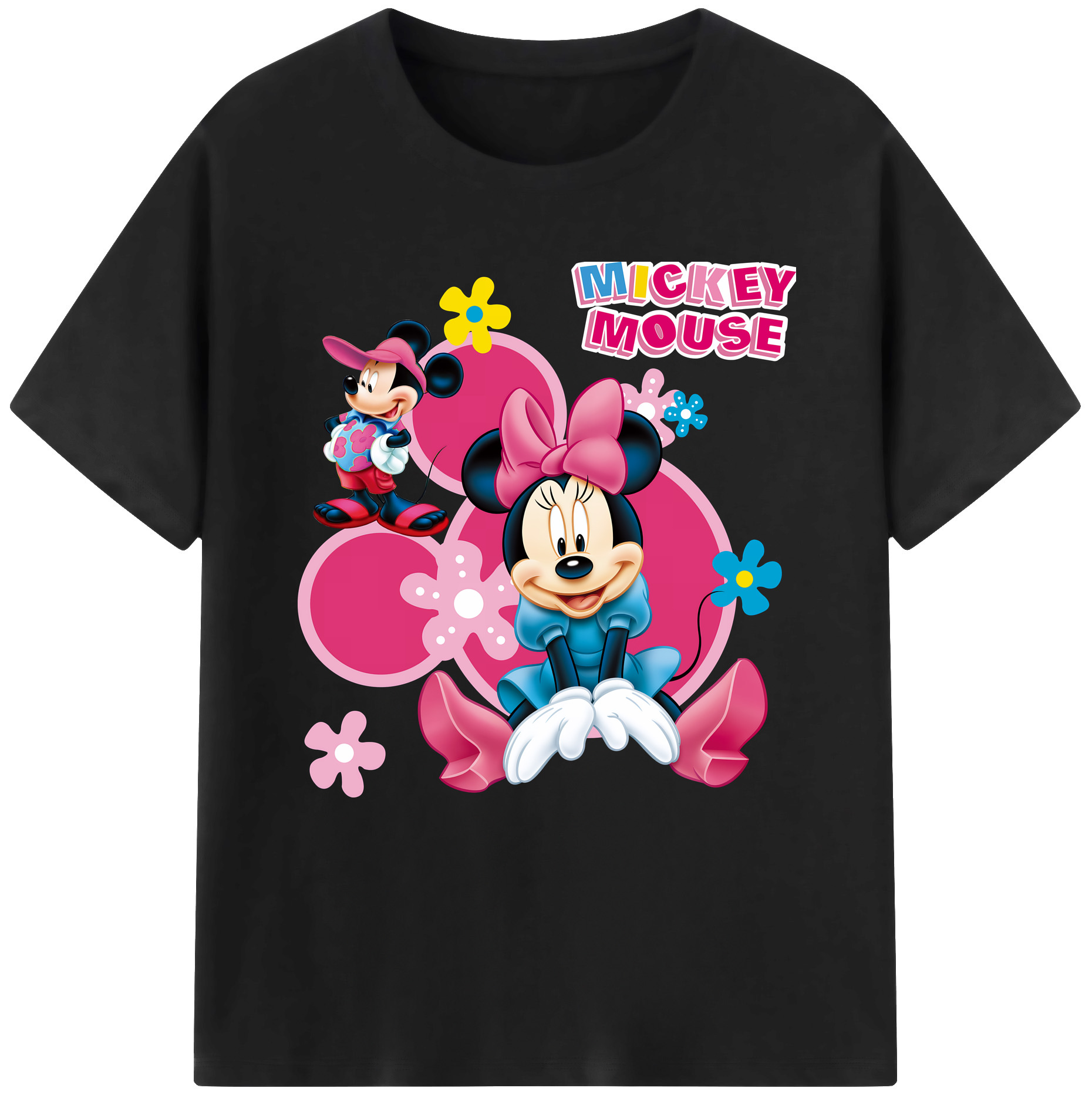 （画像用） ミッキーマウス Mickey Mouse レディースカジュアルプリントTシャツ（綿100％）