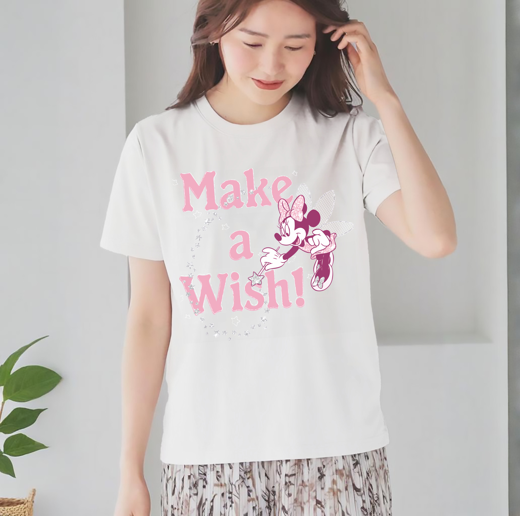 ミッキーマウス Mickey Mouse レディースカジュアルプリントTシャツ（綿100％）