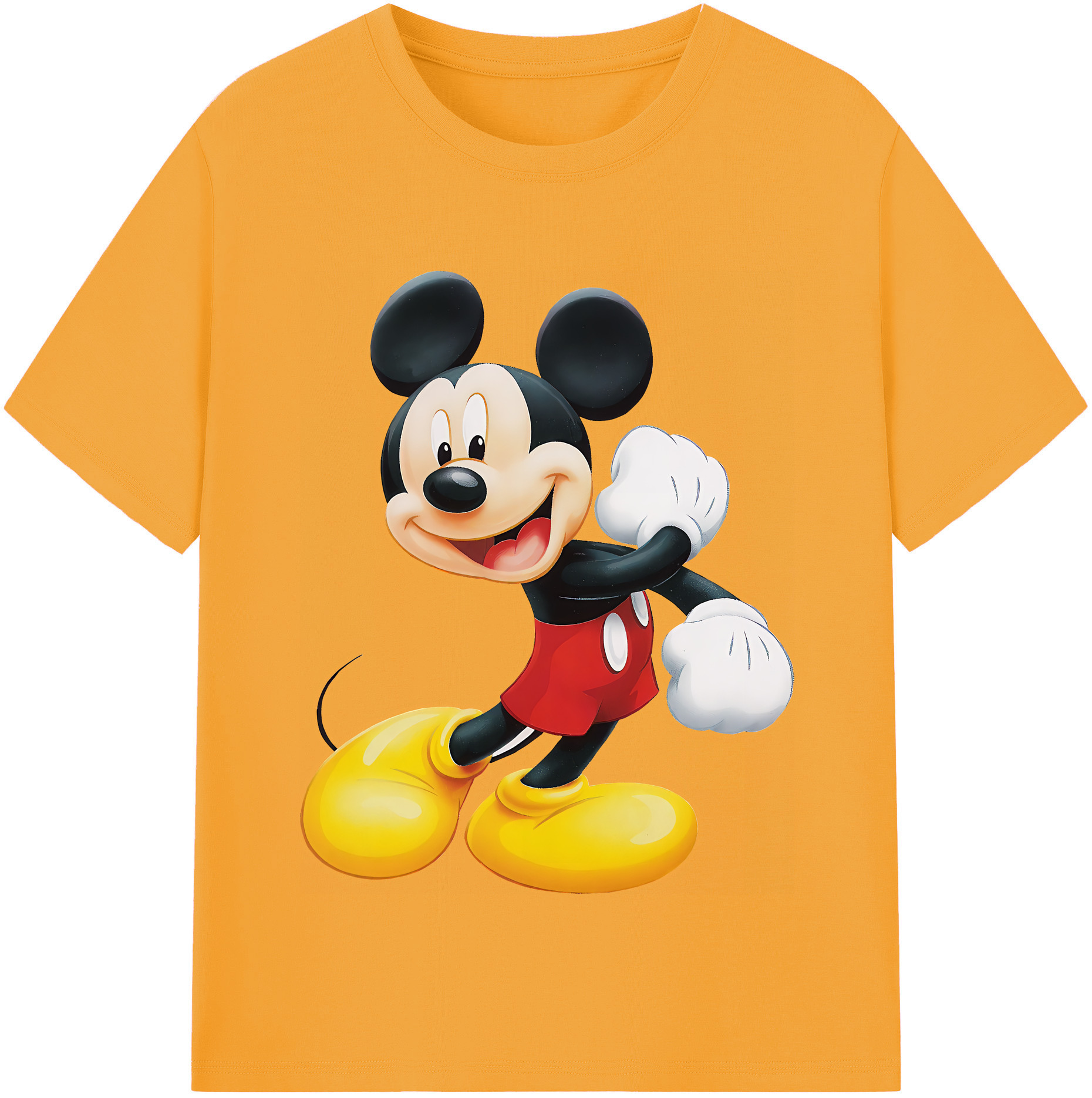 （画像用） ミッキーマウス Mickey Mouse レディースカジュアルプリントTシャツ（綿100％）