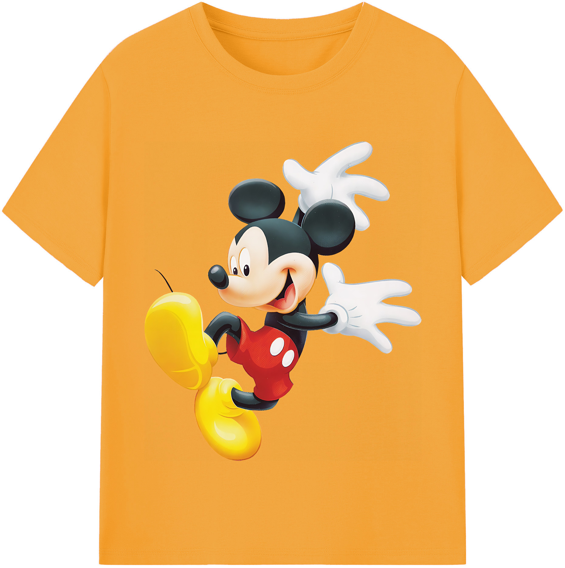 （画像用） ミッキーマウス Mickey Mouse レディースカジュアルプリントTシャツ（綿100％）
