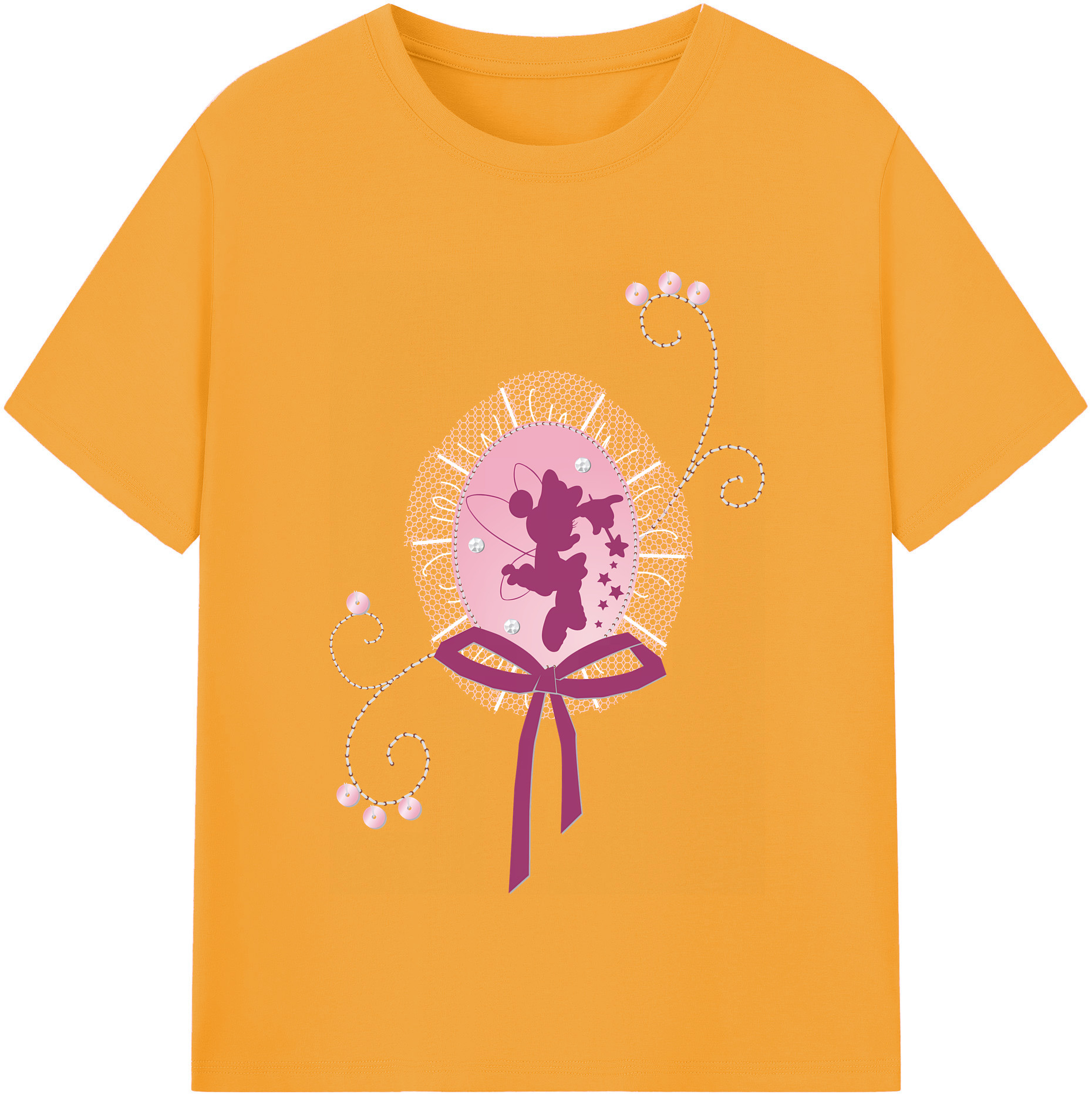 （画像用） ミッキーマウス Mickey Mouse レディースカジュアルプリントTシャツ（綿100％）