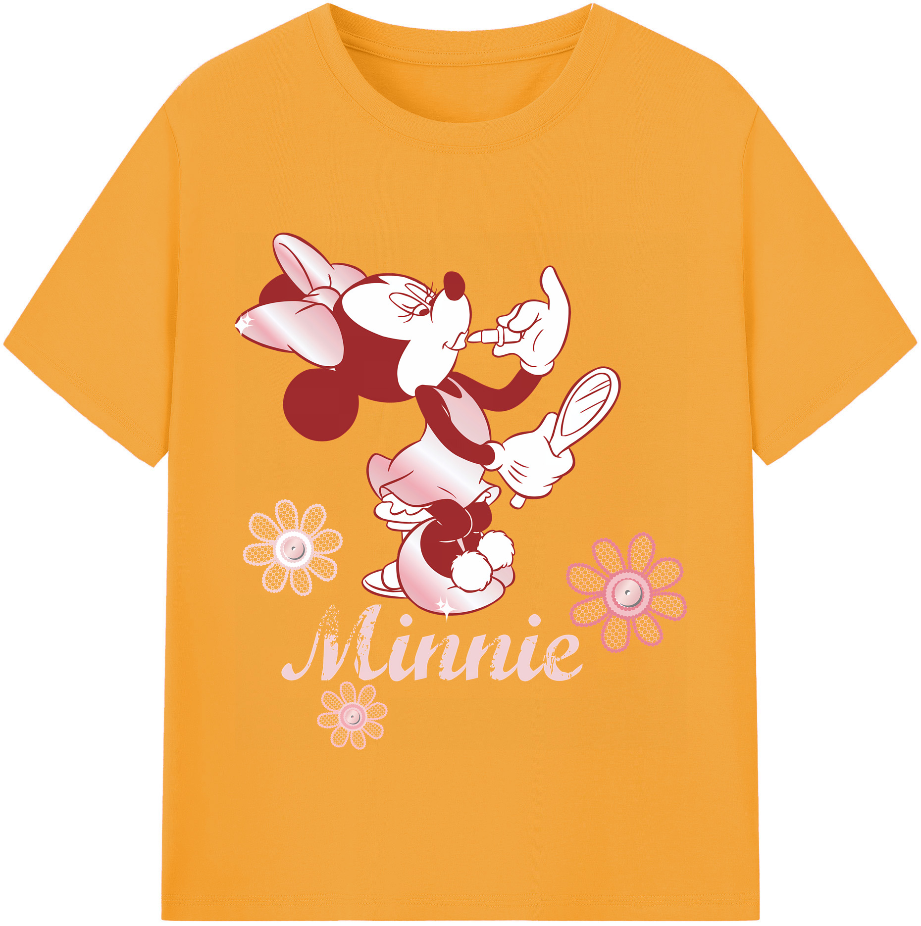 （画像用） ミッキーマウス Mickey Mouse レディースカジュアルプリントTシャツ（綿100％）