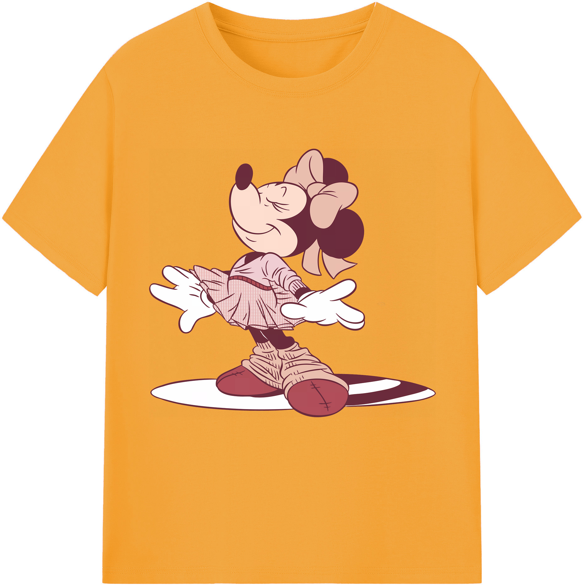 （画像用） ミッキーマウス Mickey Mouse レディースカジュアルプリントTシャツ（綿100％）