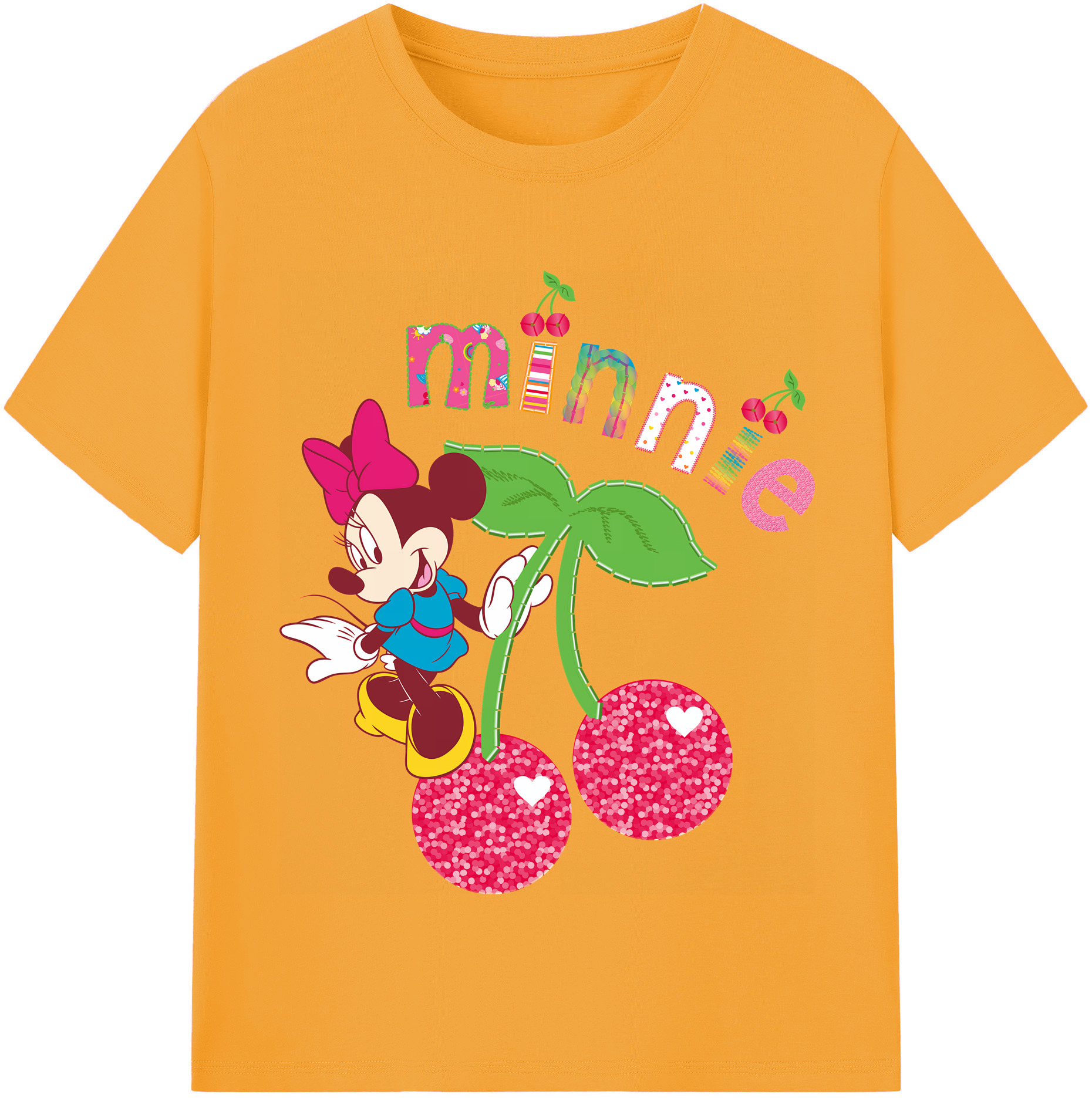 （画像用） ミッキーマウス Mickey Mouse レディースカジュアルプリントTシャツ（綿100％）
