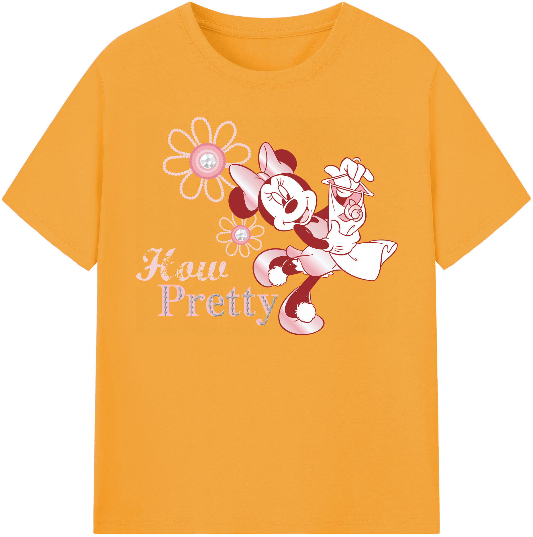 （画像用） ミッキーマウス Mickey Mouse レディースカジュアルプリントTシャツ（綿100％）