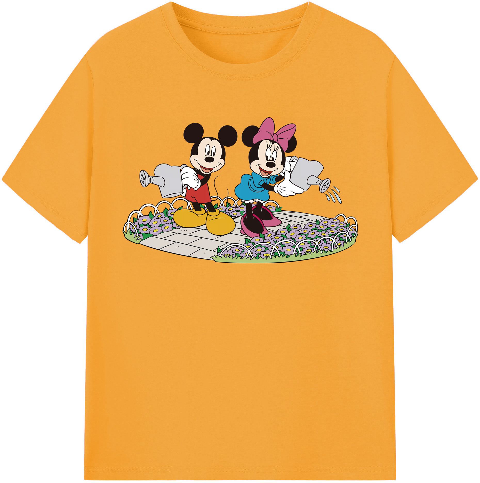 （画像用） ミッキーマウス Mickey Mouse レディースカジュアルプリントTシャツ（綿100％）