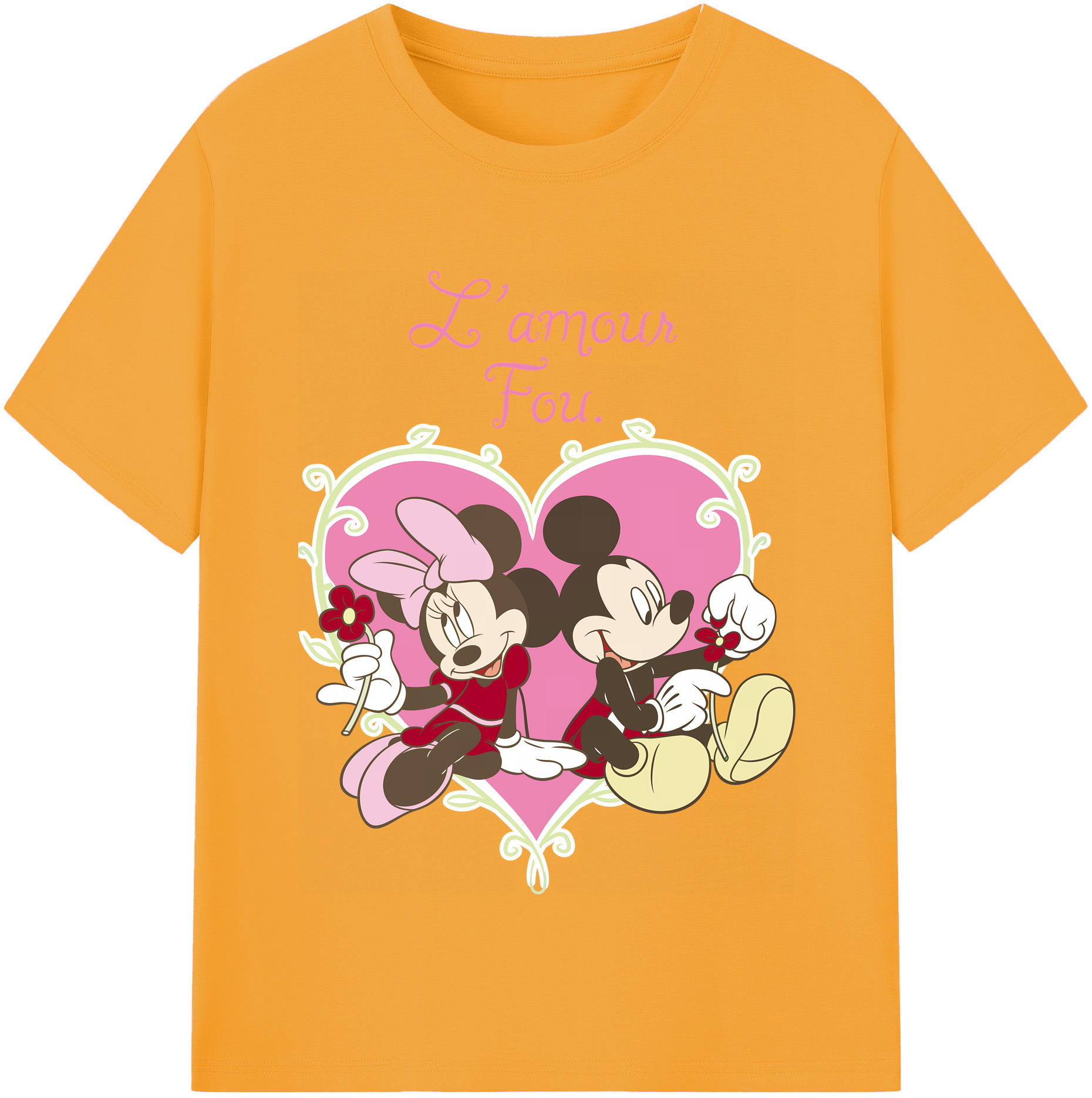 （画像用） ミッキーマウス Mickey Mouse レディースカジュアルプリントTシャツ（綿100％）