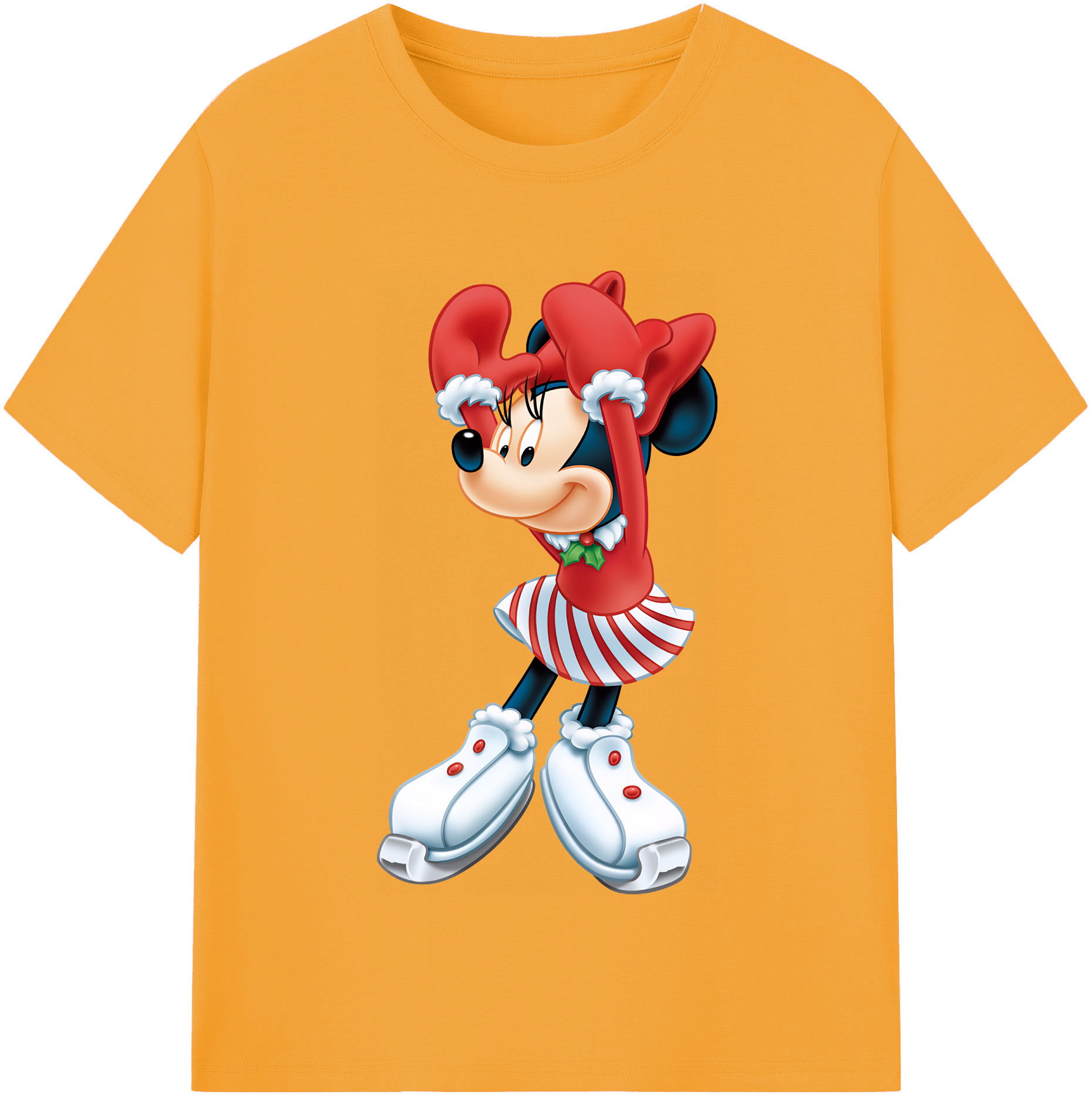 （画像用） ミッキーマウス Mickey Mouse レディースカジュアルプリントTシャツ（綿100％）