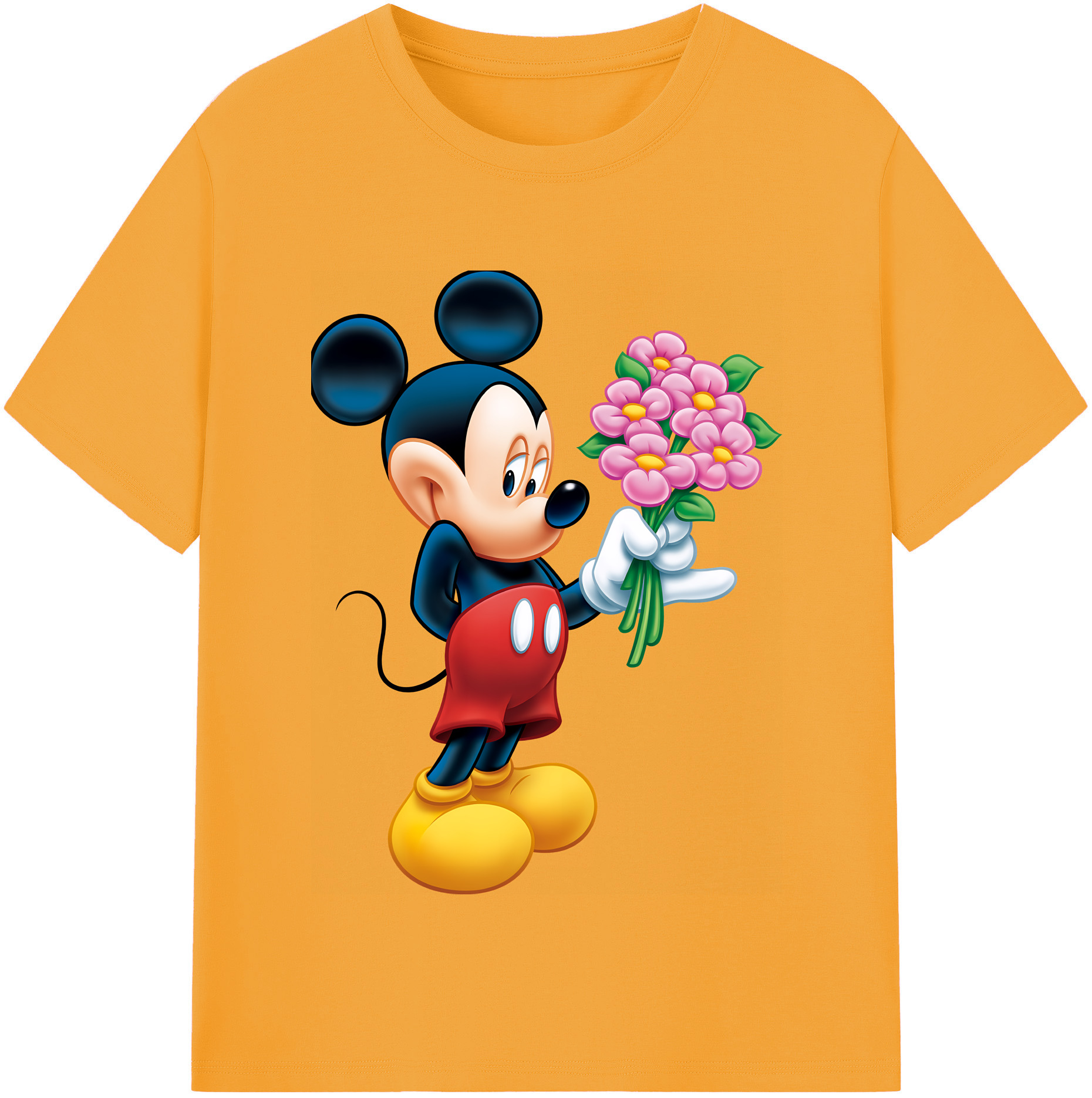 （画像用） ミッキーマウス Mickey Mouse レディースカジュアルプリントTシャツ（綿100％）