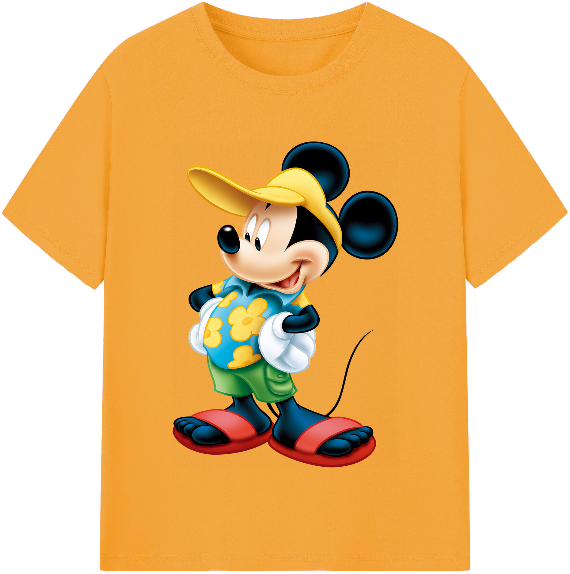 （画像用） ミッキーマウス Mickey Mouse レディースカジュアルプリントTシャツ（綿100％）