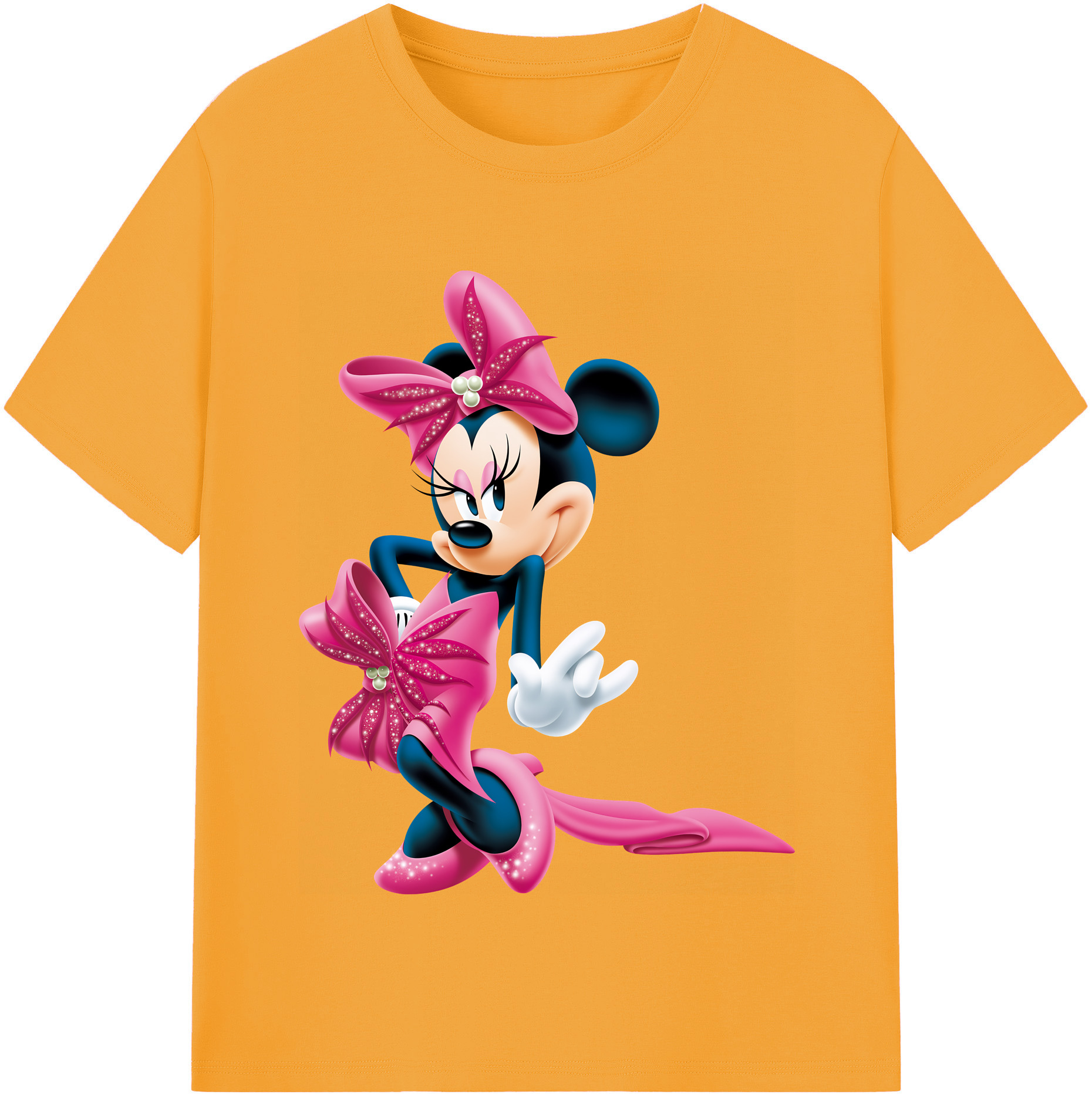 （画像用） ミッキーマウス Mickey Mouse レディースカジュアルプリントTシャツ（綿100％）