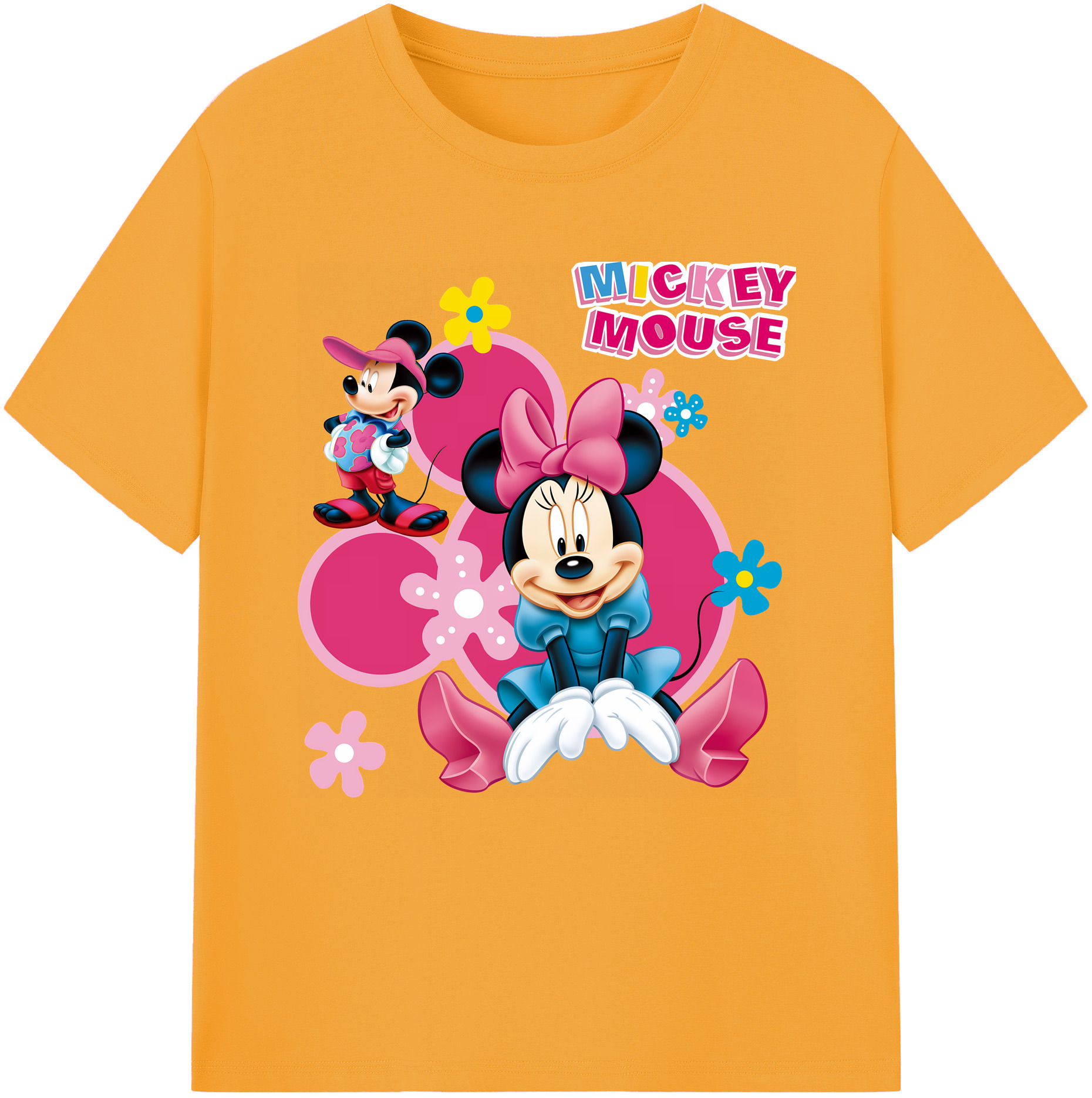 （画像用） ミッキーマウス Mickey Mouse レディースカジュアルプリントTシャツ（綿100％）