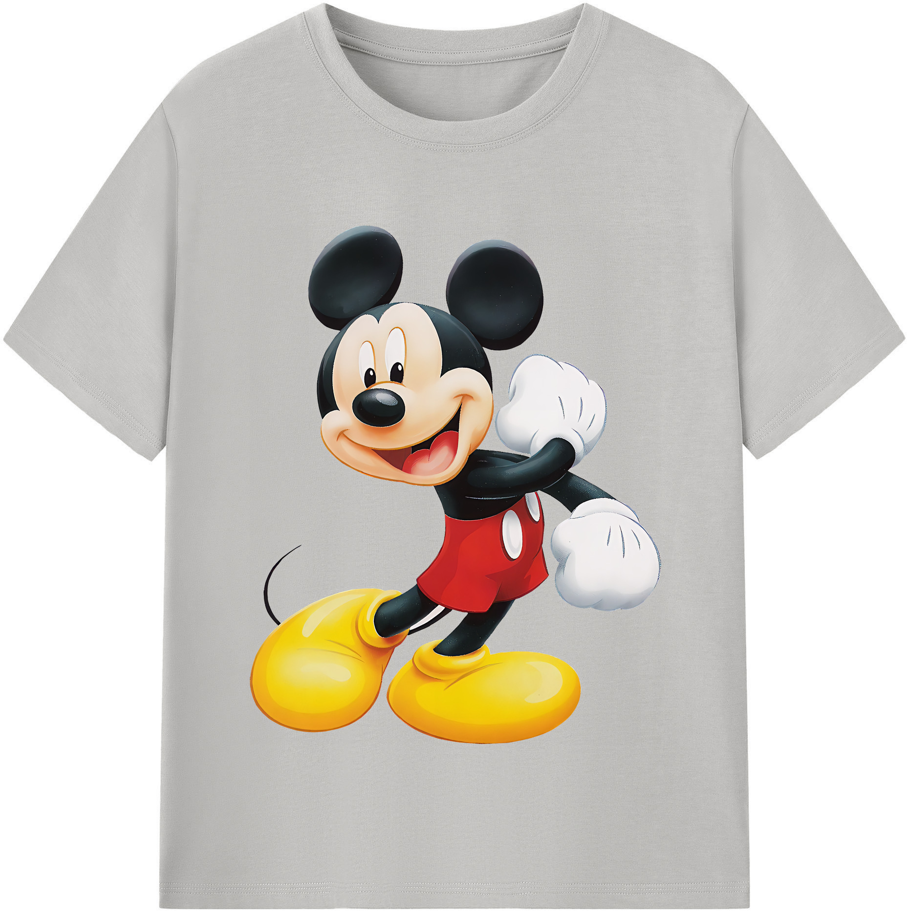 （画像用） ミッキーマウス Mickey Mouse レディースカジュアルプリントTシャツ（綿100％）