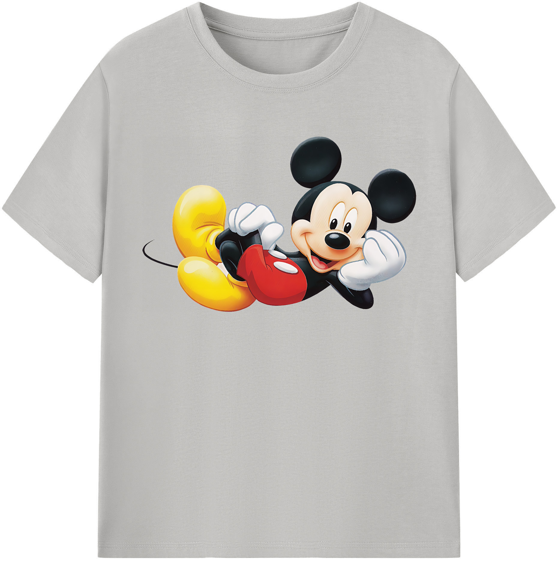 （画像用） ミッキーマウス Mickey Mouse レディースカジュアルプリントTシャツ（綿100％）