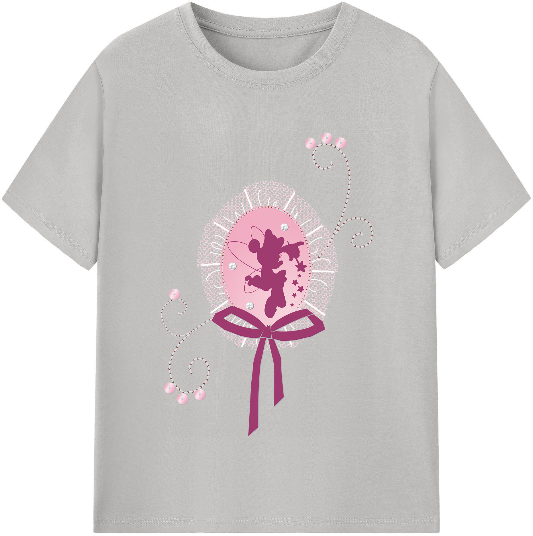 （画像用） ミッキーマウス Mickey Mouse レディースカジュアルプリントTシャツ（綿100％）