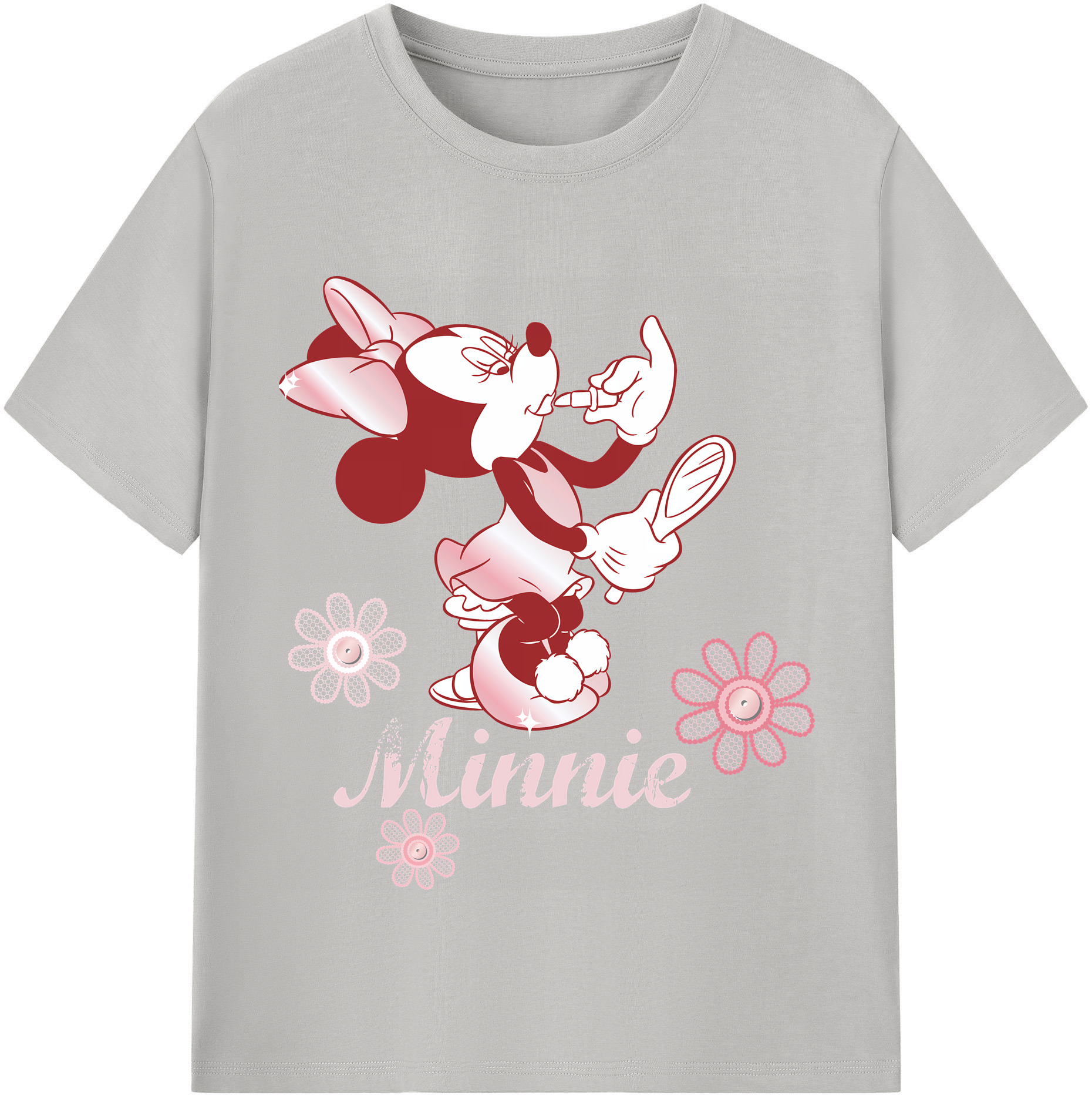 （画像用） ミッキーマウス Mickey Mouse レディースカジュアルプリントTシャツ（綿100％）