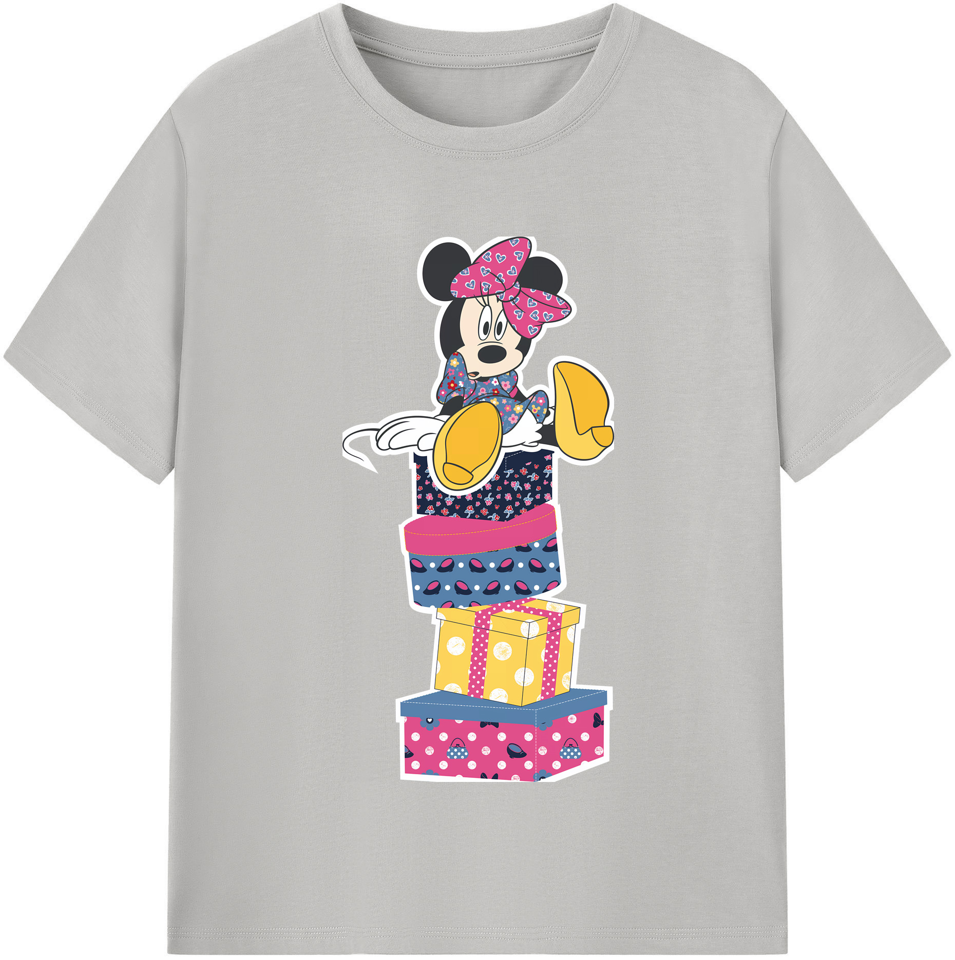 （画像用） ミッキーマウス Mickey Mouse レディースカジュアルプリントTシャツ（綿100％）