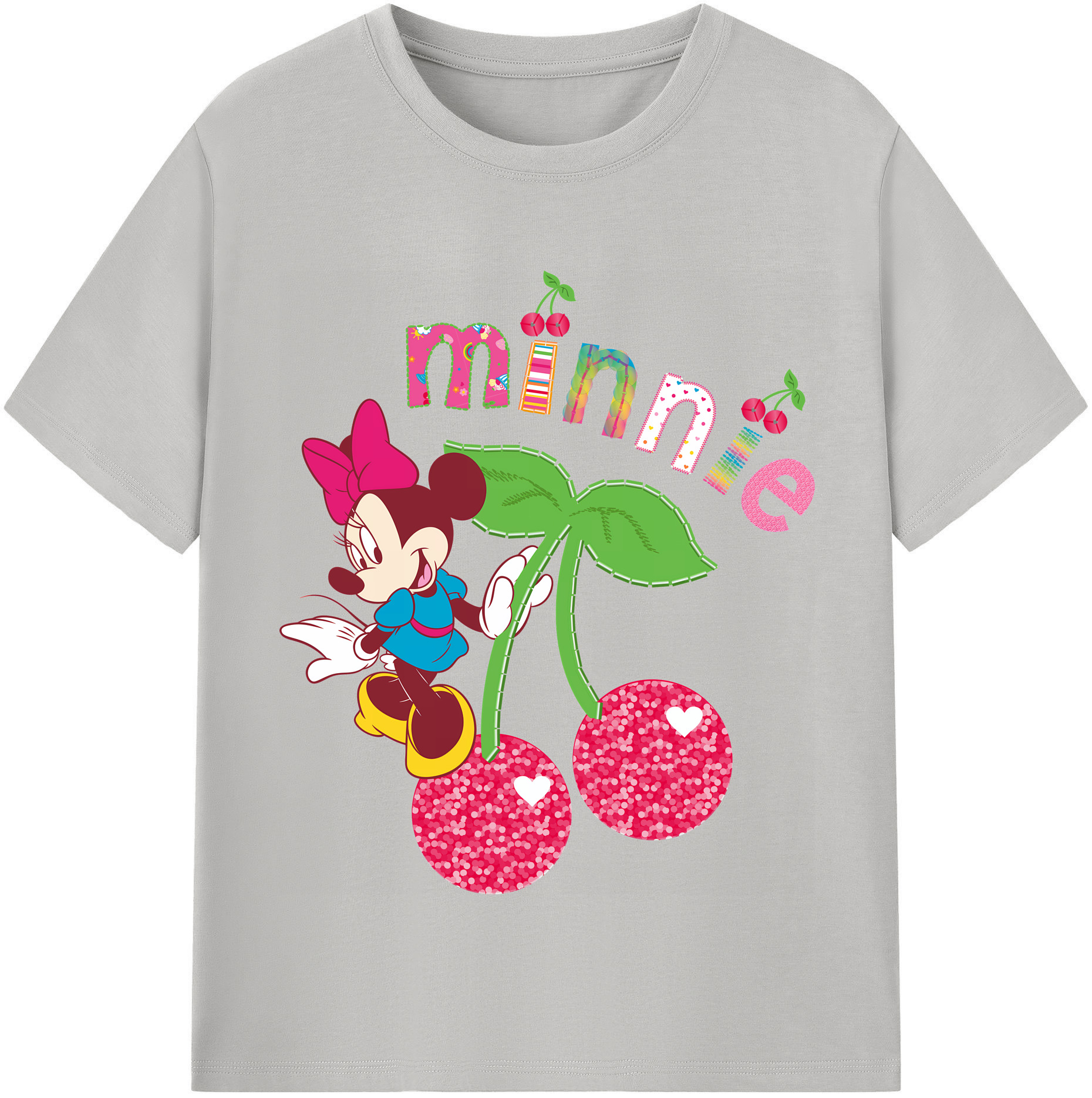 （画像用） ミッキーマウス Mickey Mouse レディースカジュアルプリントTシャツ（綿100％）
