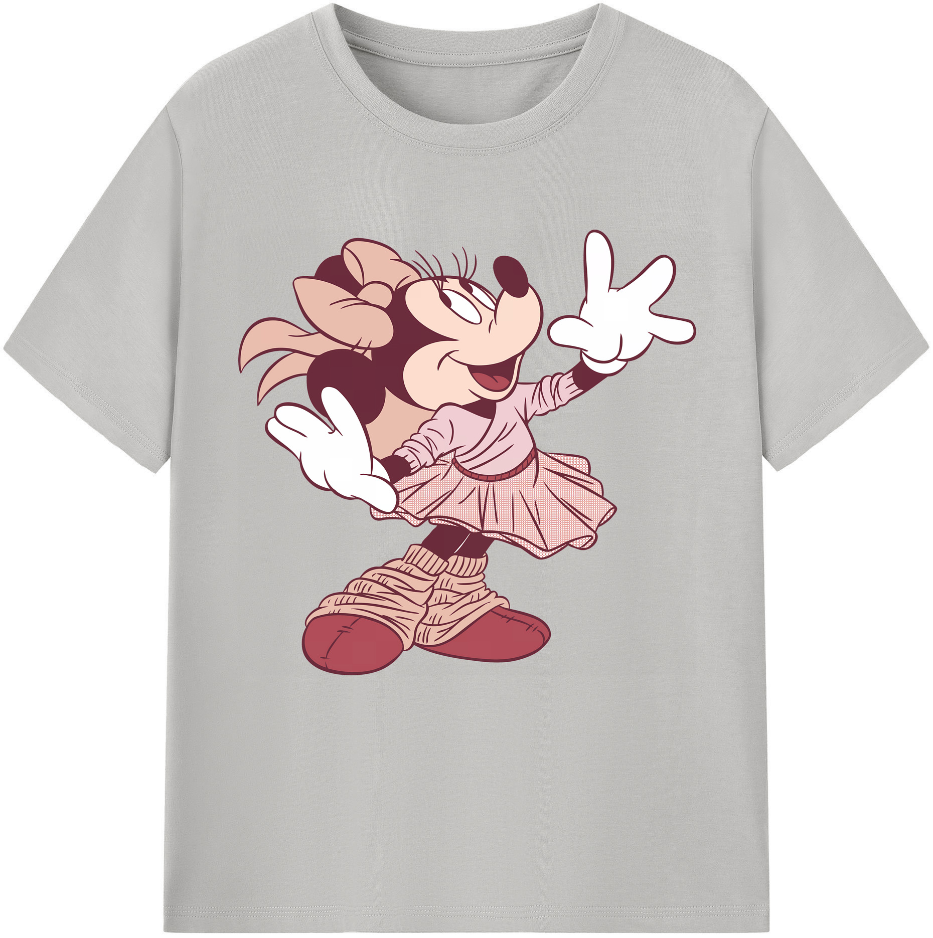 （画像用） ミッキーマウス Mickey Mouse レディースカジュアルプリントTシャツ（綿100％）