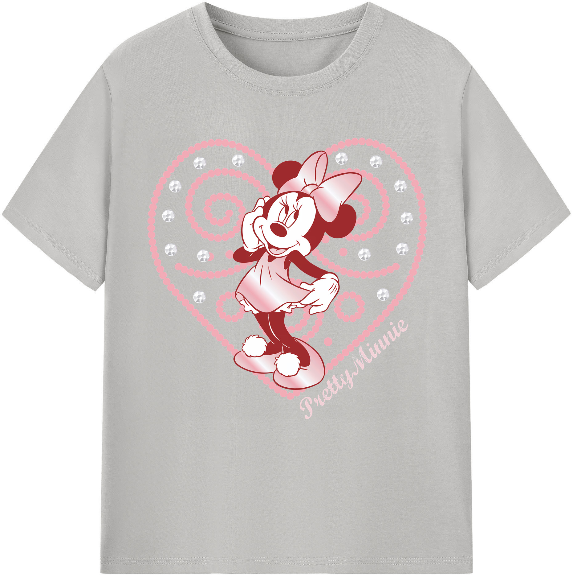 （画像用） ミッキーマウス Mickey Mouse レディースカジュアルプリントTシャツ（綿100％）