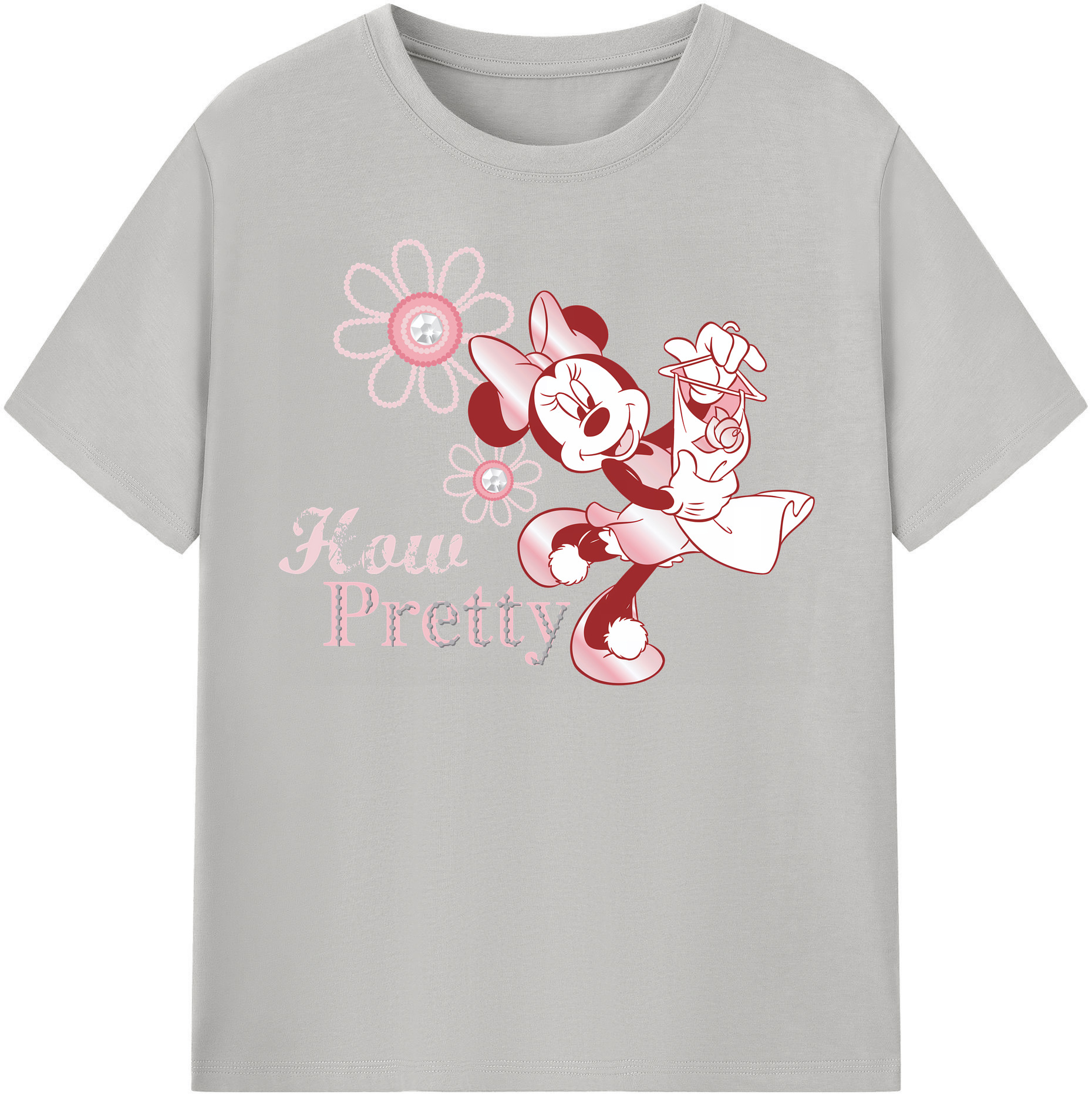 （画像用） ミッキーマウス Mickey Mouse レディースカジュアルプリントTシャツ（綿100％）