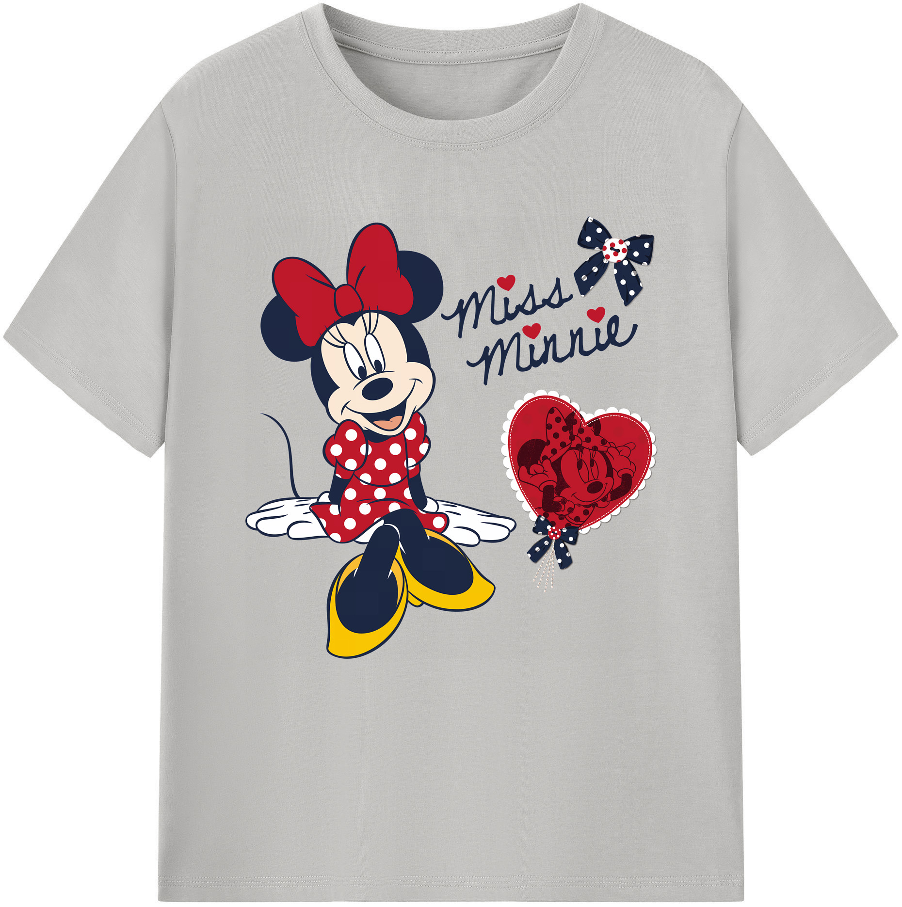 （画像用） ミッキーマウス Mickey Mouse レディースカジュアルプリントTシャツ（綿100％）