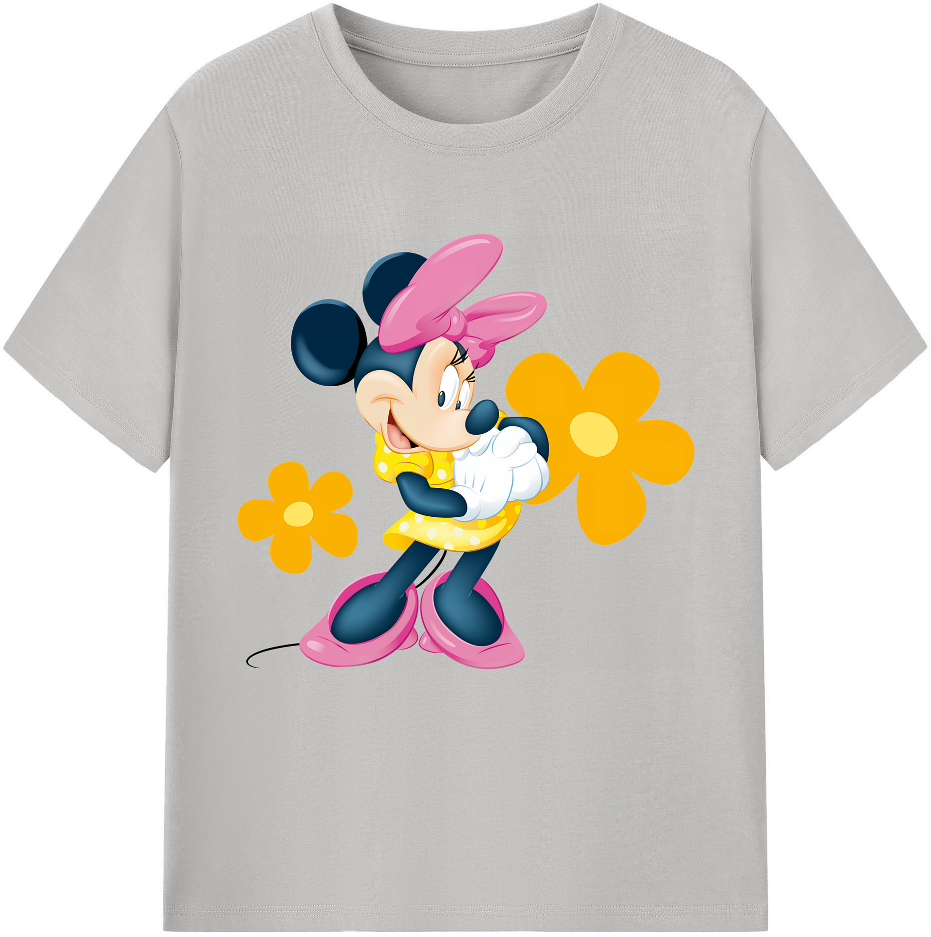 （画像用） ミッキーマウス Mickey Mouse レディースカジュアルプリントTシャツ（綿100％）