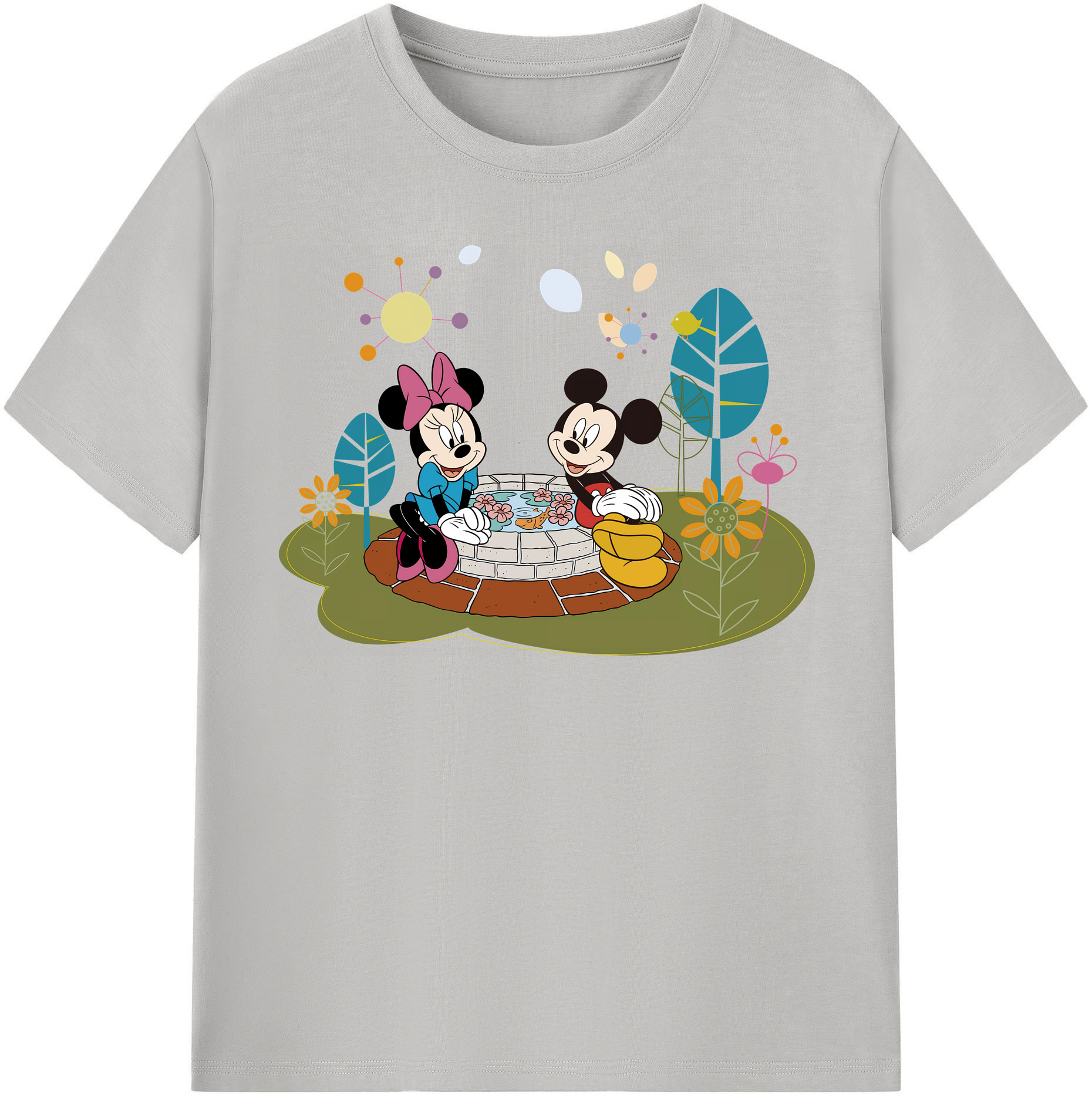 （画像用） ミッキーマウス Mickey Mouse レディースカジュアルプリントTシャツ（綿100％）